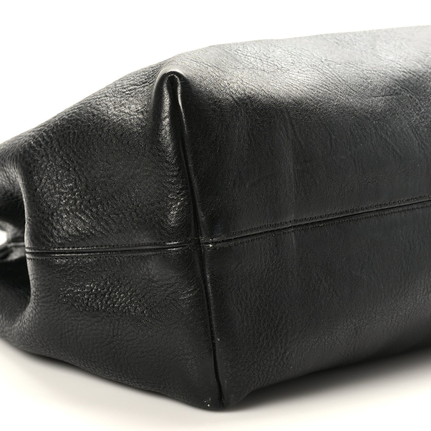 Grained Calfskin Fleur De Lis Tote Black