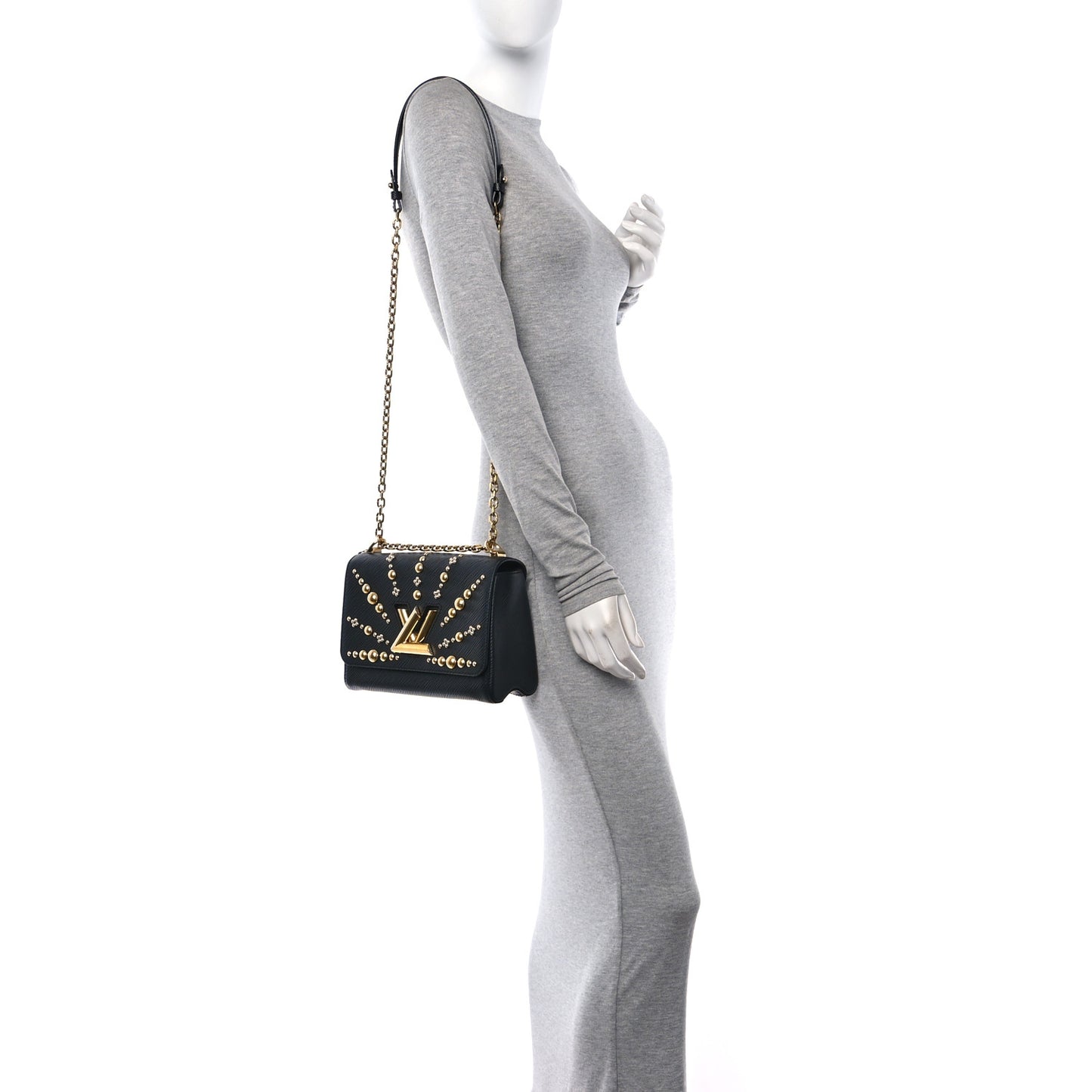 Epi Studded Sol Twist Shoulder Bag MM Black