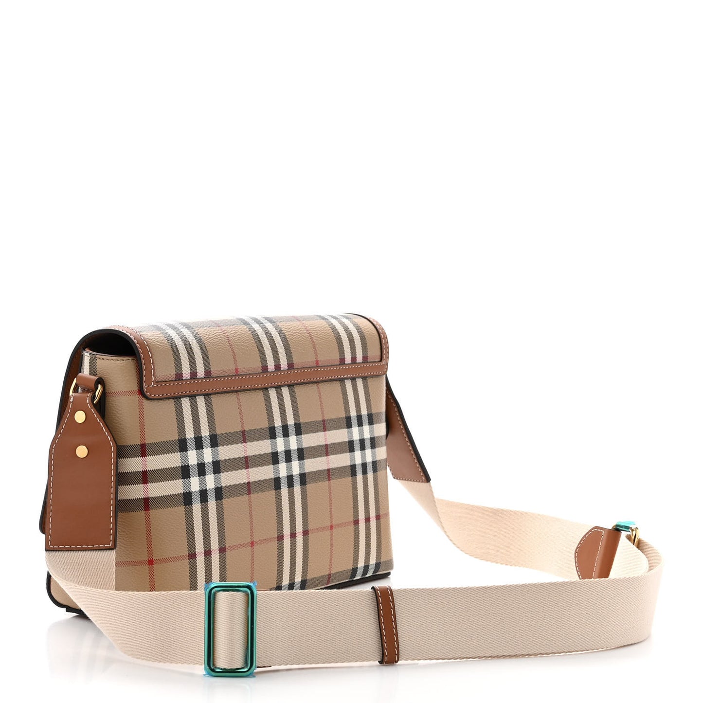 Coated Canvas Calfskin Vintage Check Medium Note Crossbody Bag Briar Brown
