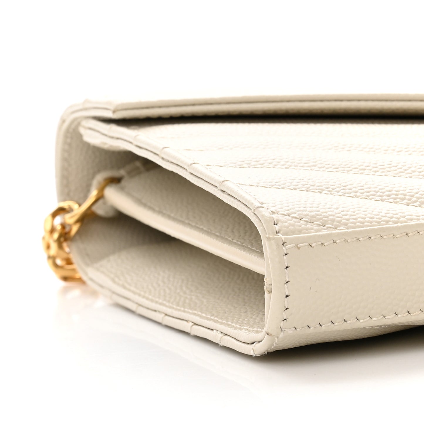 Grain De Poudre Matelasse Chevron Monogram Chain Wallet Crema Soft
