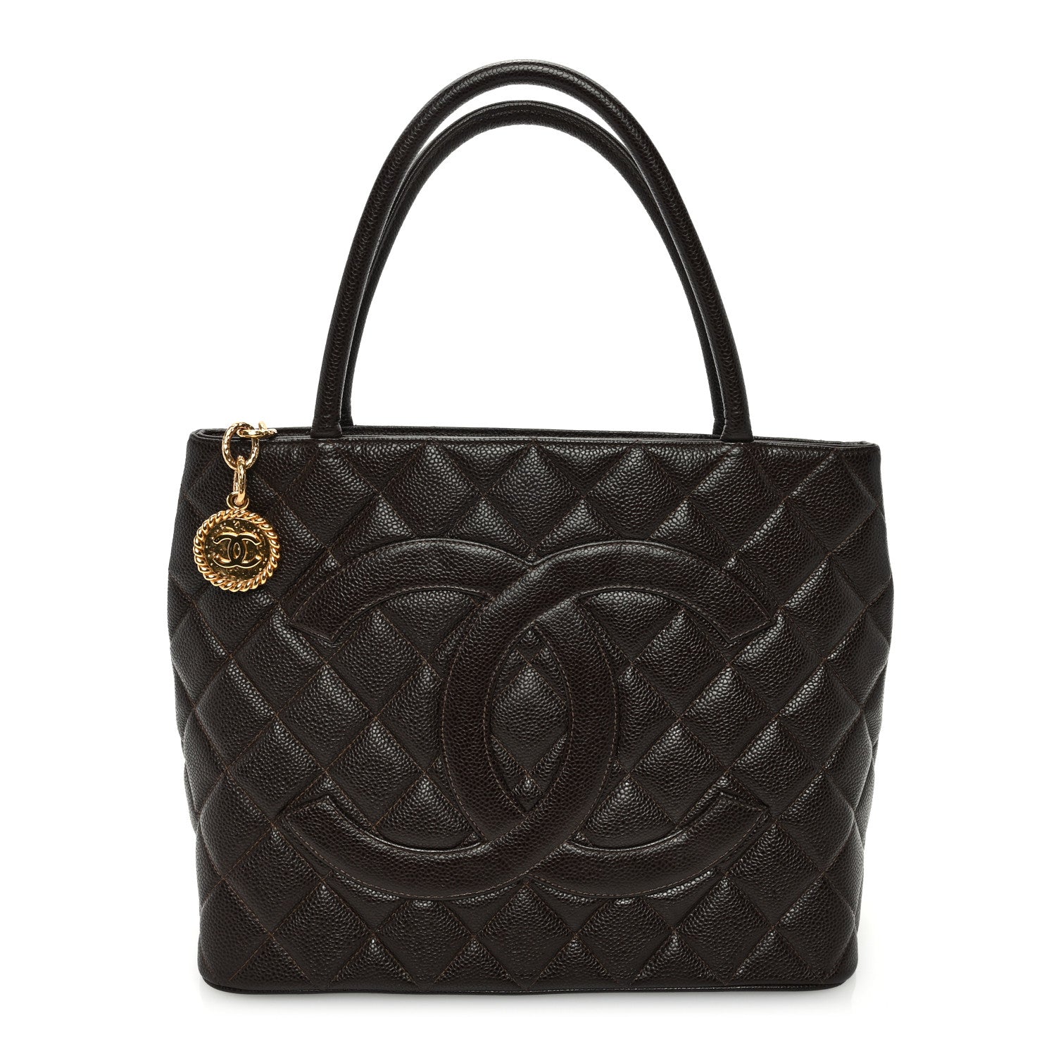 Chanel Caviar Quilted Medallion Tote Dark Brown 1 of 10