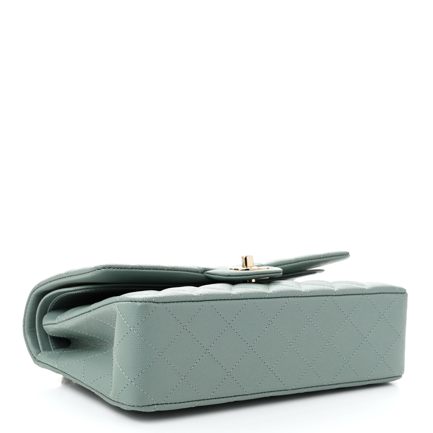 Caviar Quilted Medium Double Flap Light Blue