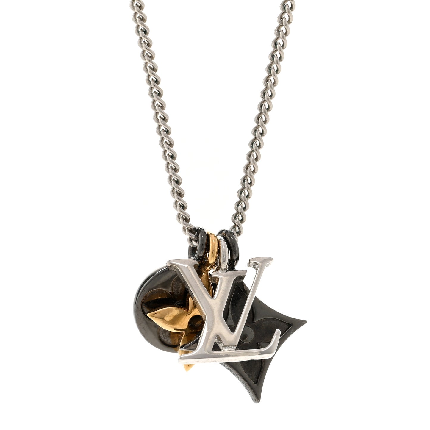 Metal LV Instinct Necklace Silver Gold