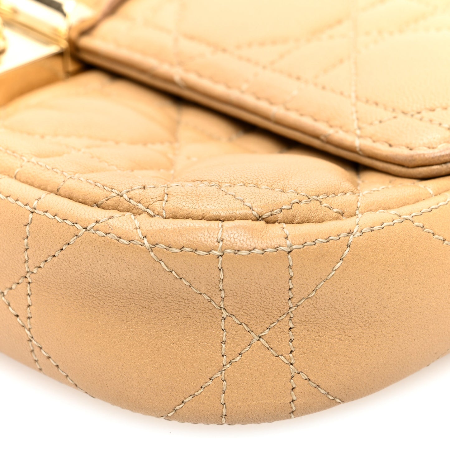 Lambskin Cannage Miss Dior Promenade Pouch Beige