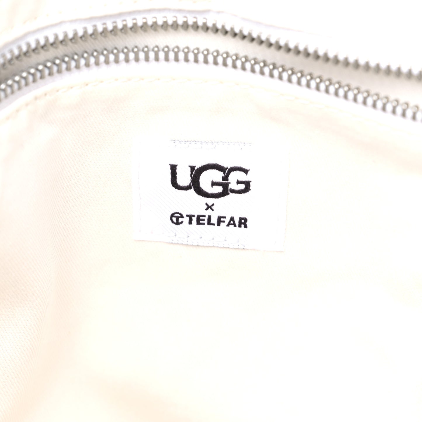 X UGG Crinkle Patent Shearling Medium Shopping Bag White