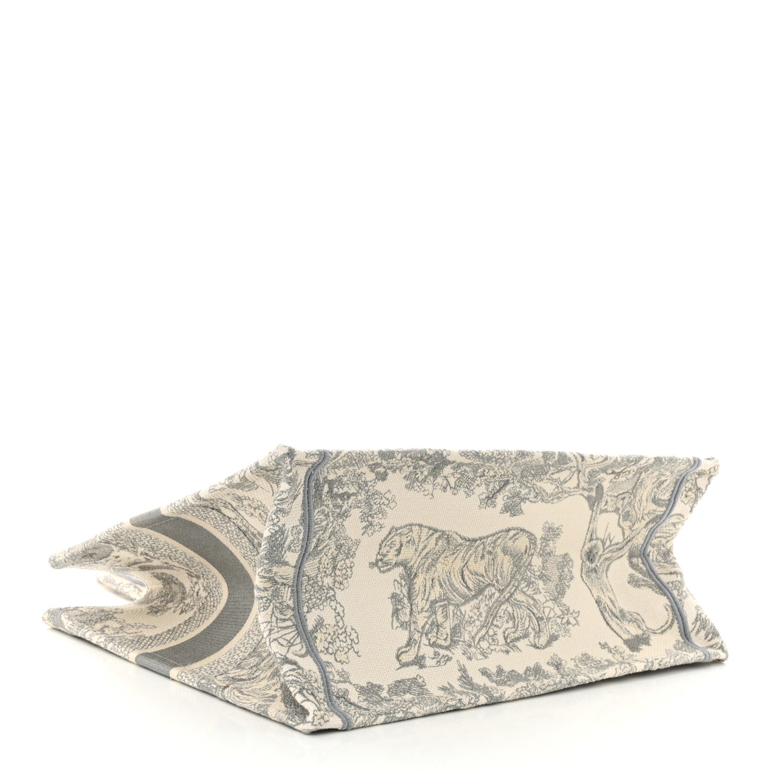 Christian Dior Canvas Embroidered Medium Dioriviera Toile De Jouy Book Tote Gray 4 of 11