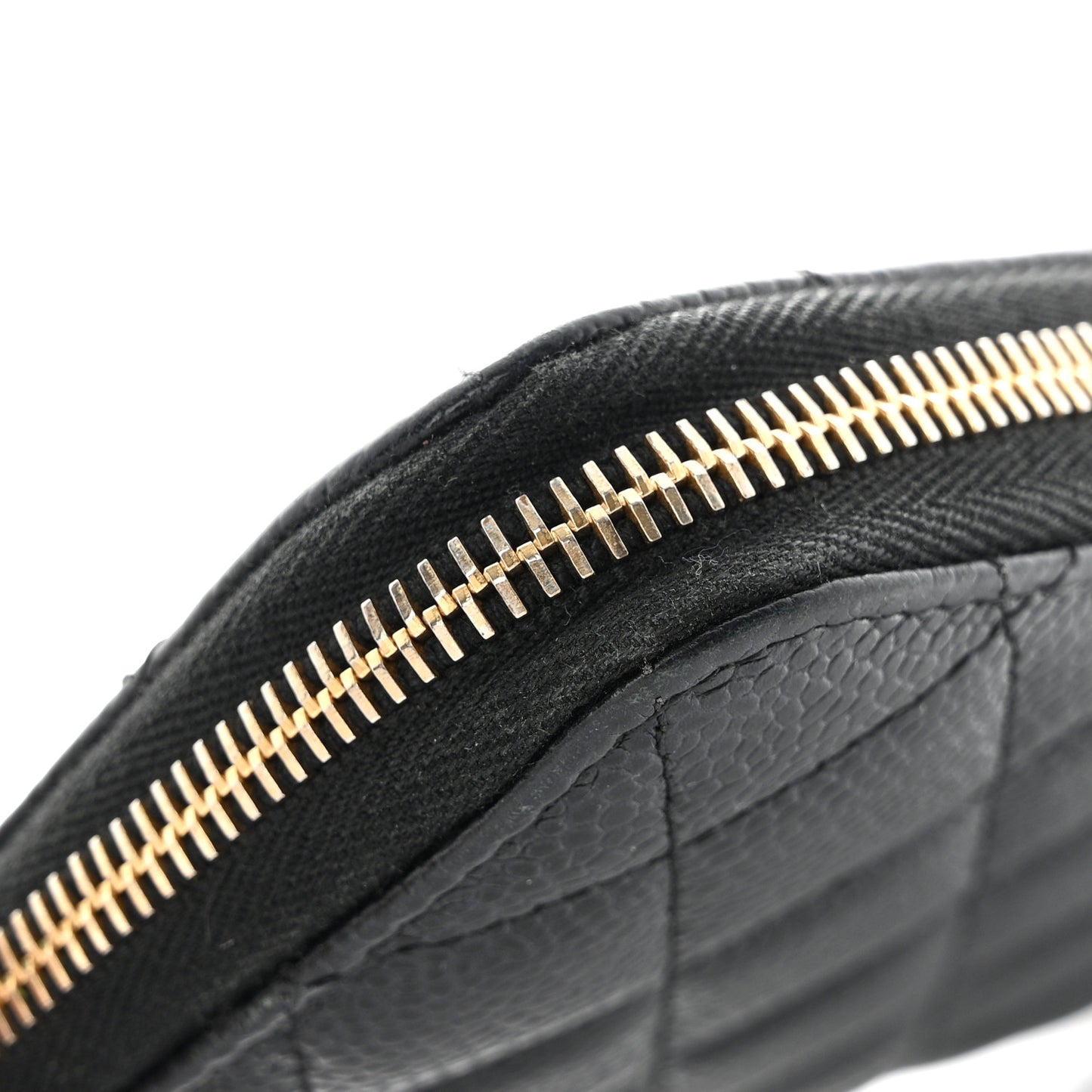 Caviar Quilted Large Gusset Zip Around Wallet Black