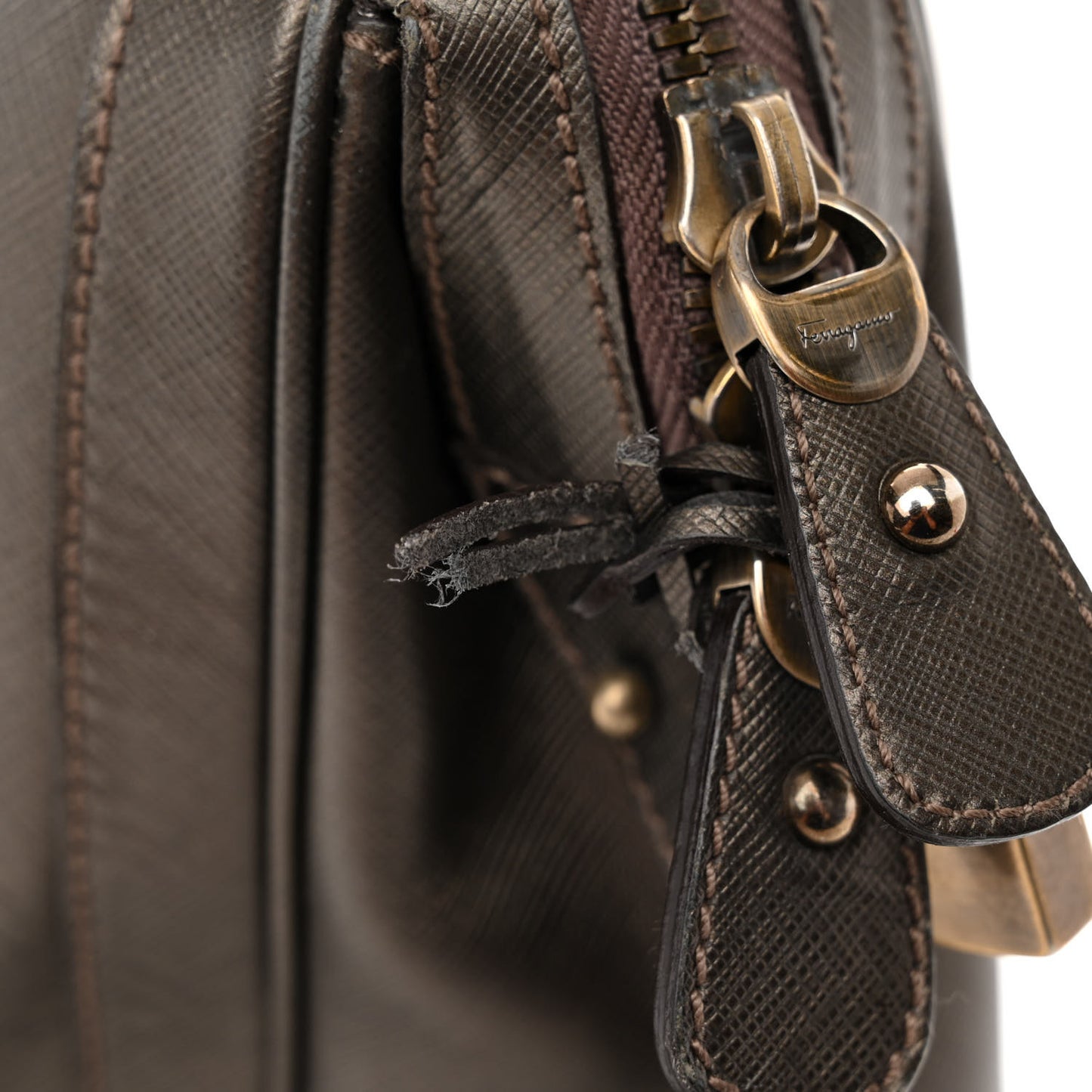 Hammered Calfskin Gancini Briefcase Grey