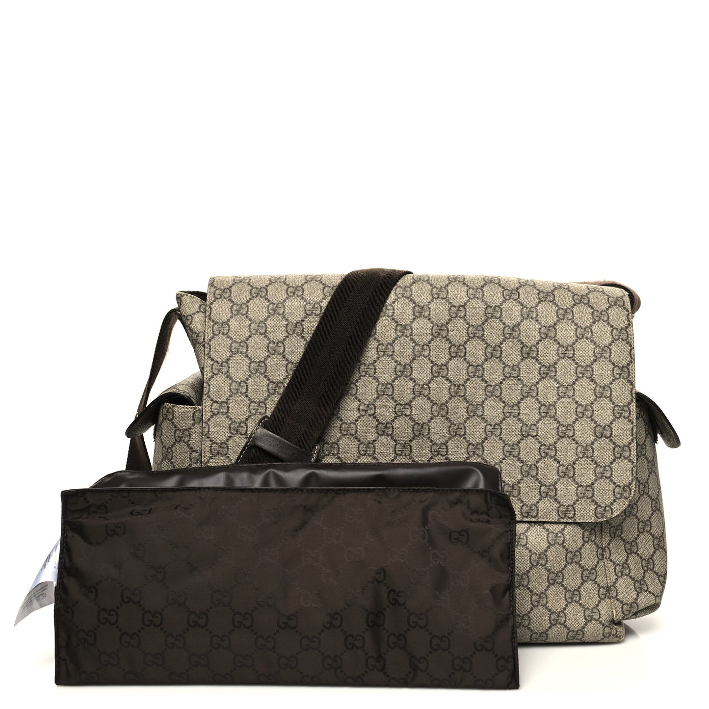 GG Plus Monogram Messenger Diaper Bag Dark Brown