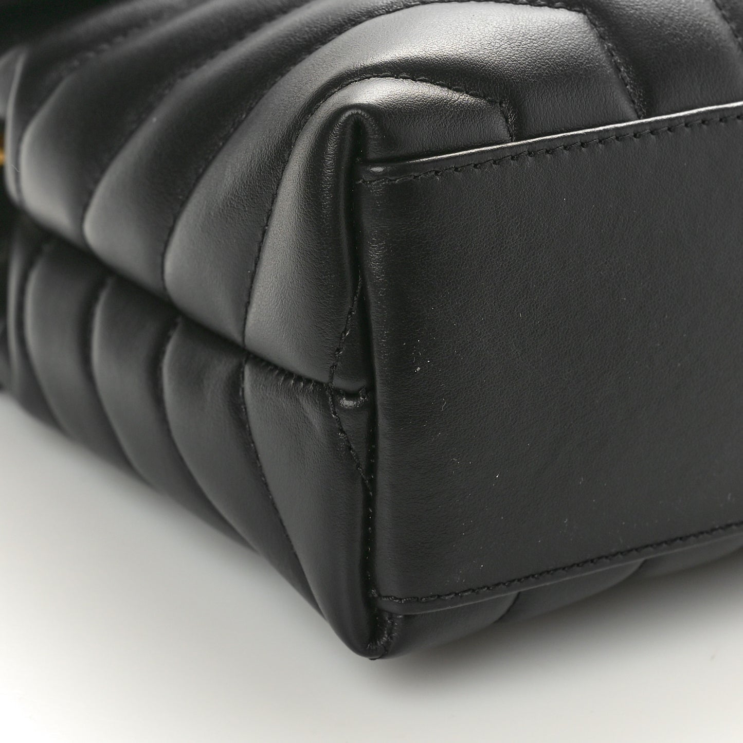 Calfskin Y Quilted Monogram Small Loulou Chain Satchel Black