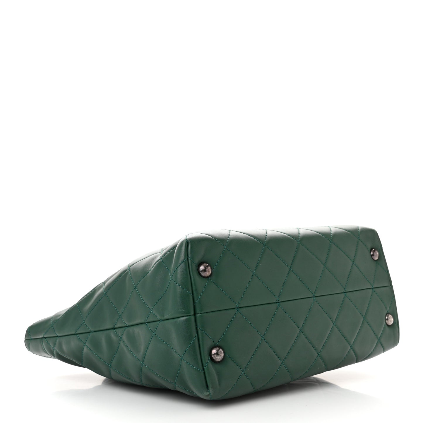 Calfskin Quilted Large Shopping In Chains Tote Green
