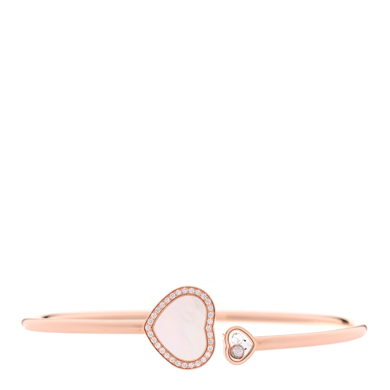 Chopard 18K Rose Gold Diamond Mother of Pearl Pave Happy Hearts