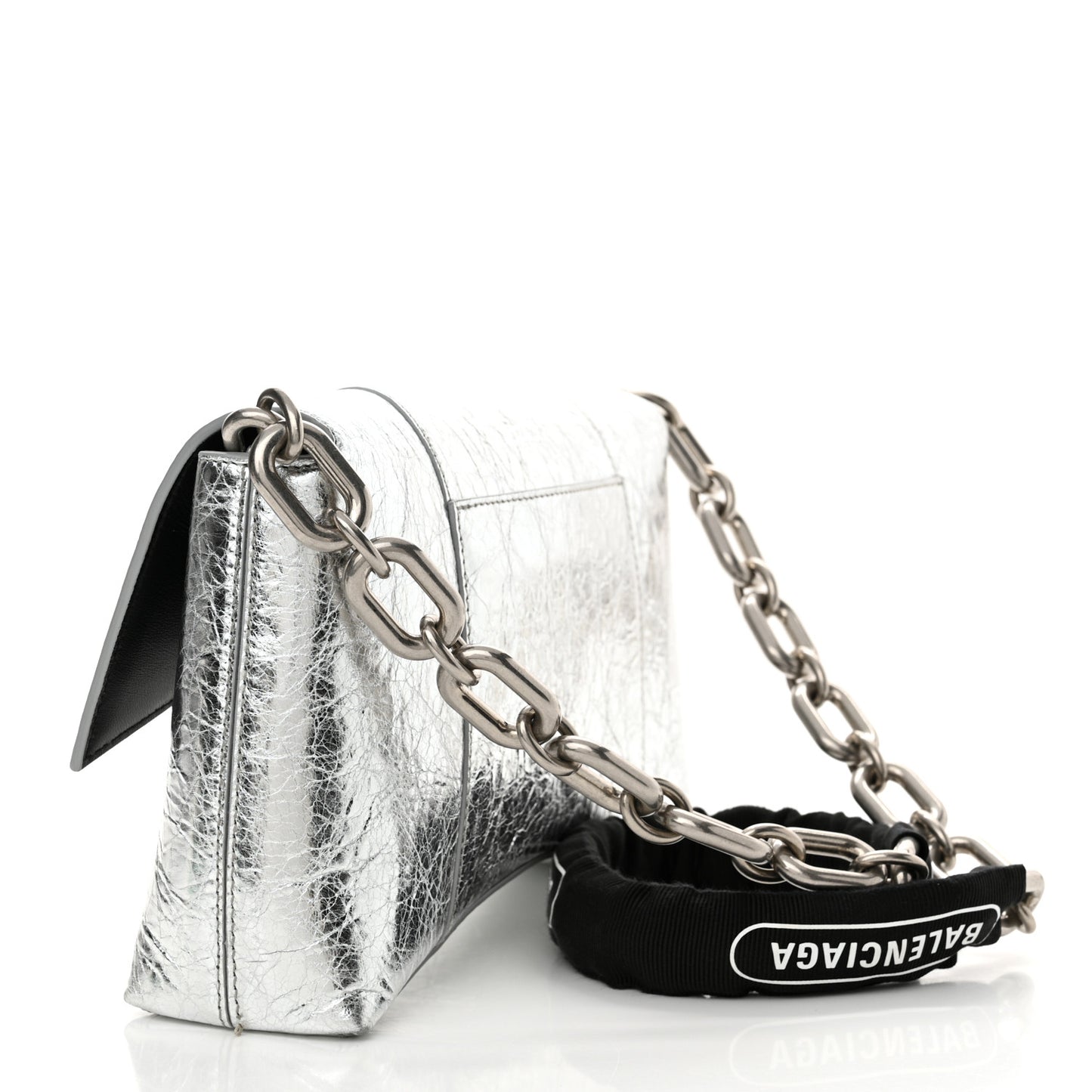 Metallic Calfskin Downtown Chain Shoulder Bag XS Silver