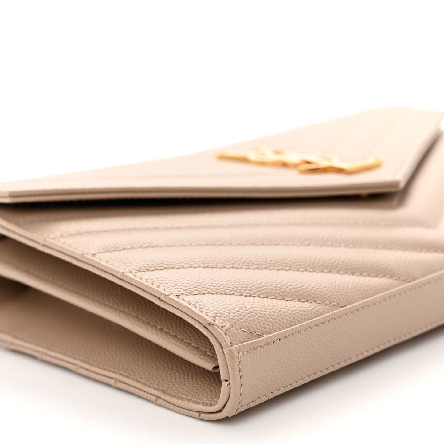 Grain De Poudre Matelasse Chevron Monogram Chain Wallet Dark Beige