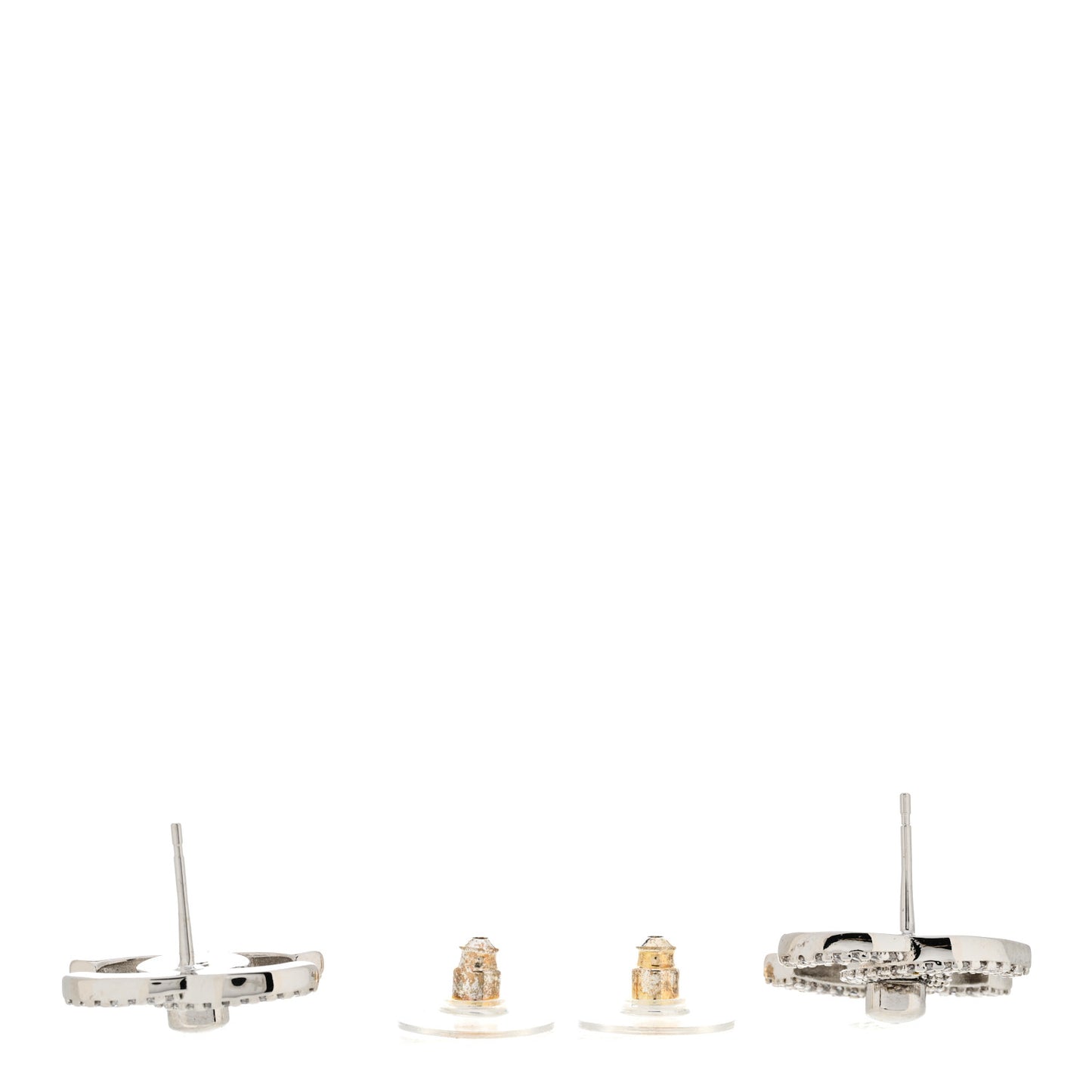 Crystal CC Turnlock Earrings Silver