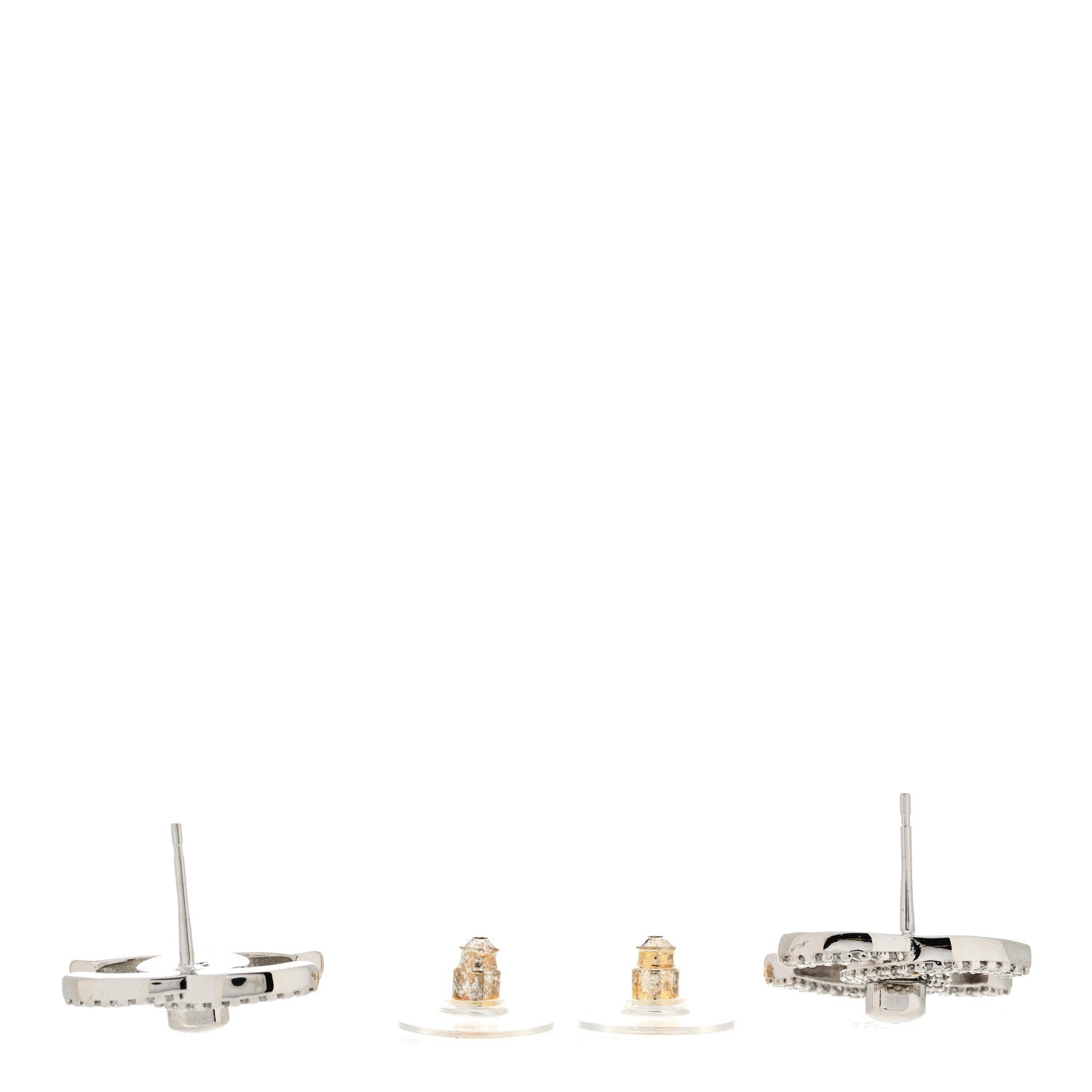 Chanel Crystal CC Turnlock Earrings Silver 3 of 5
