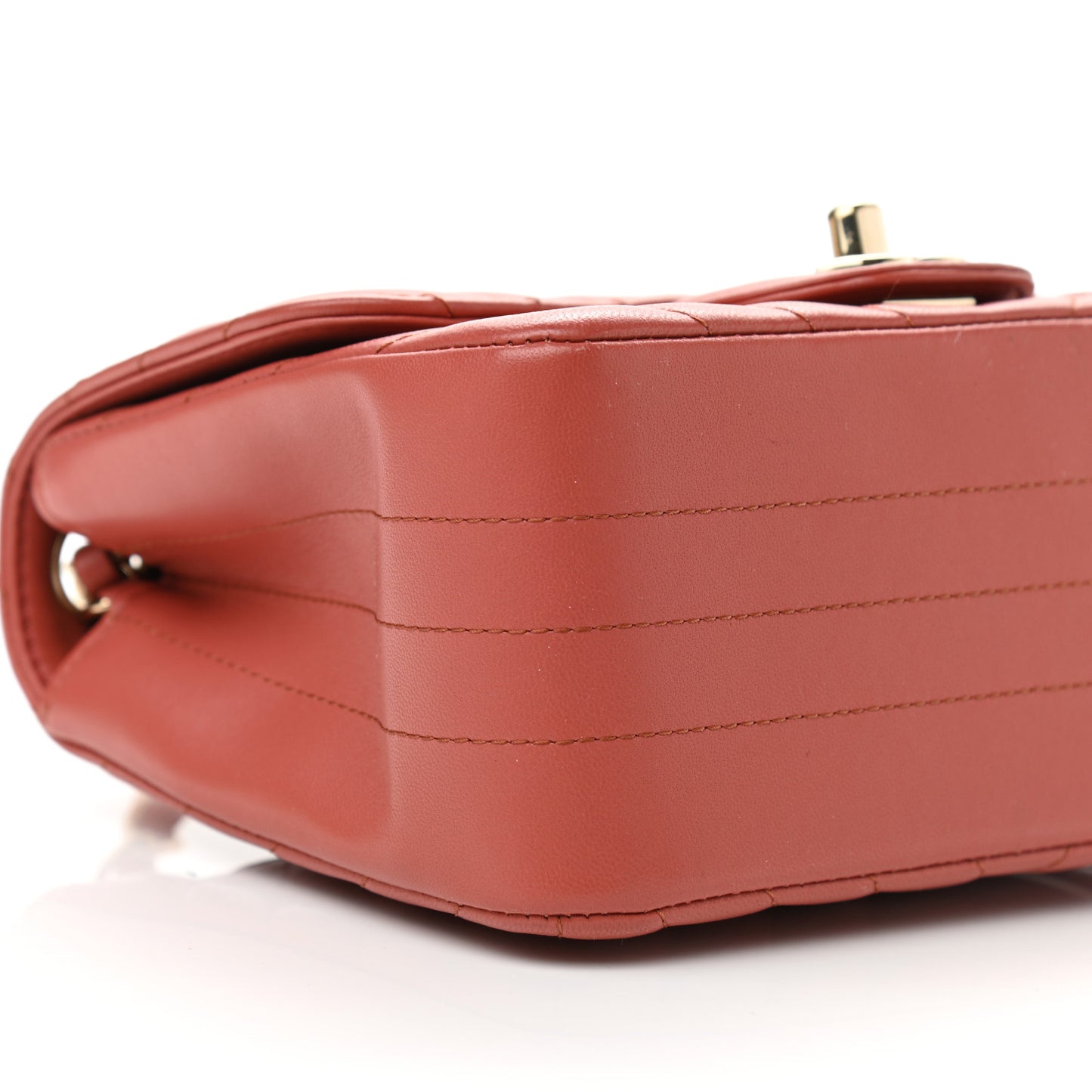 Lambskin Chevron Quilted Mini Square Flap Rosewood