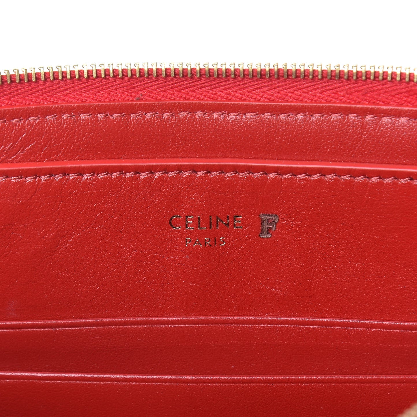 Calfskin Quilted C Charm Pouch Red