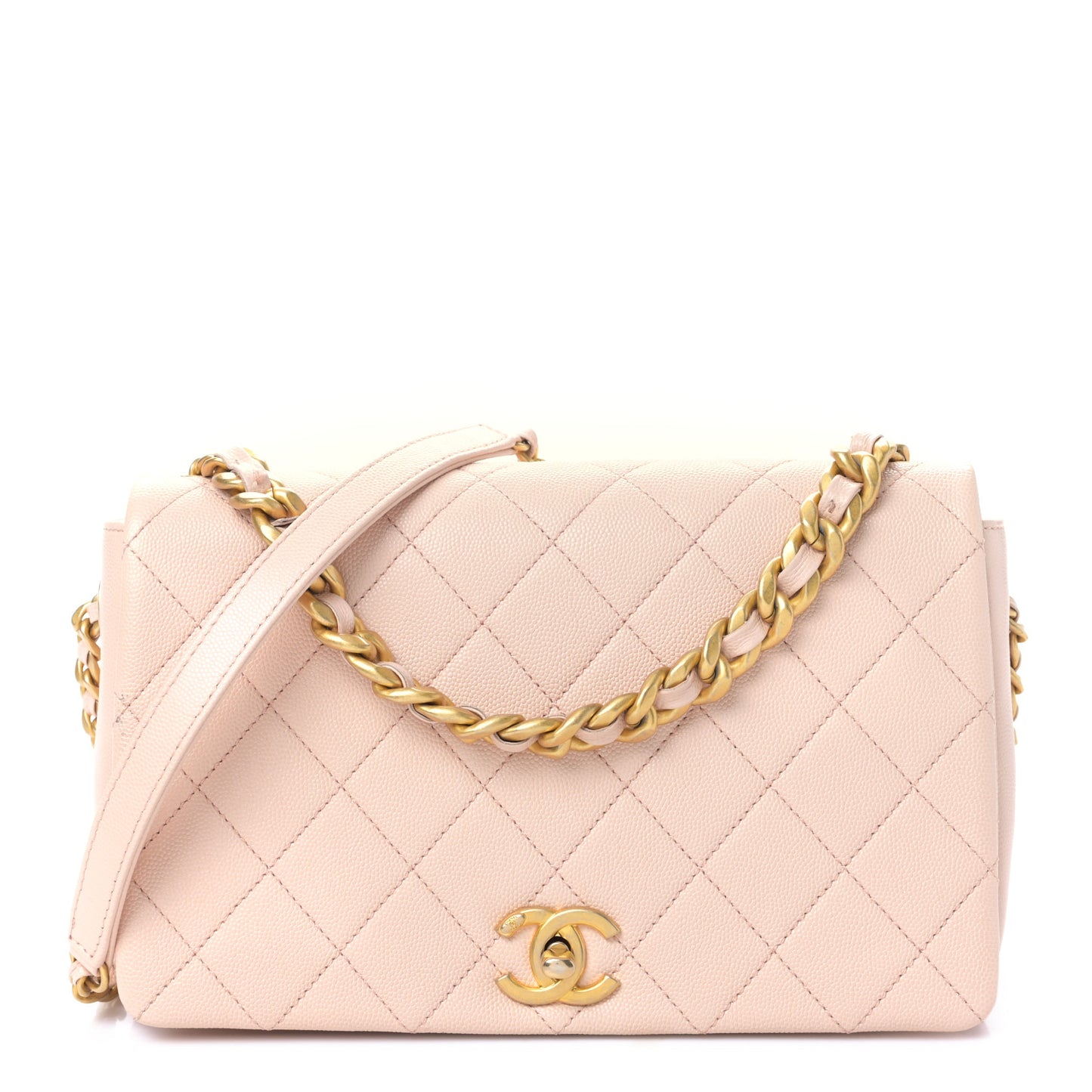 Caviar Quilted Medium Fashion Therapy Flap Beige