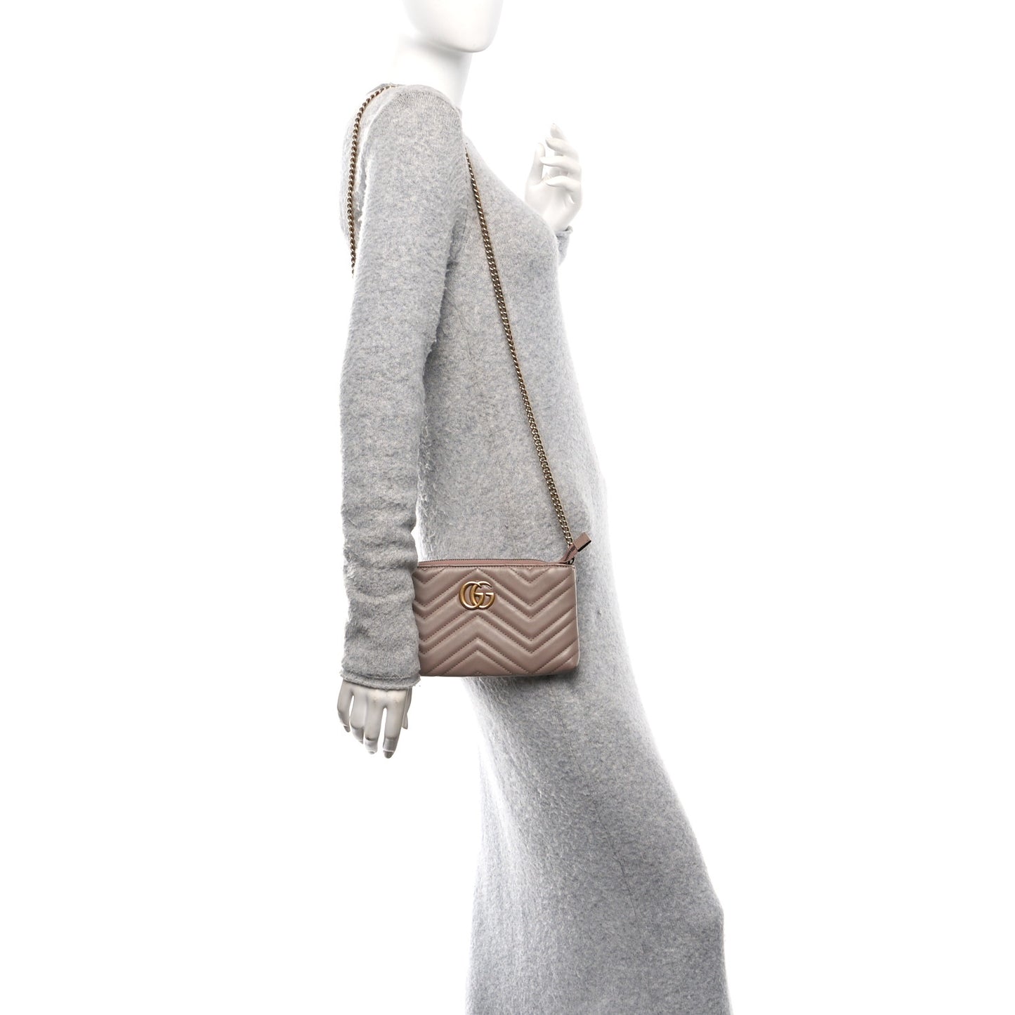 Calfskin Matelasse Mini GG Marmont Chain Bag Porcelain Rose