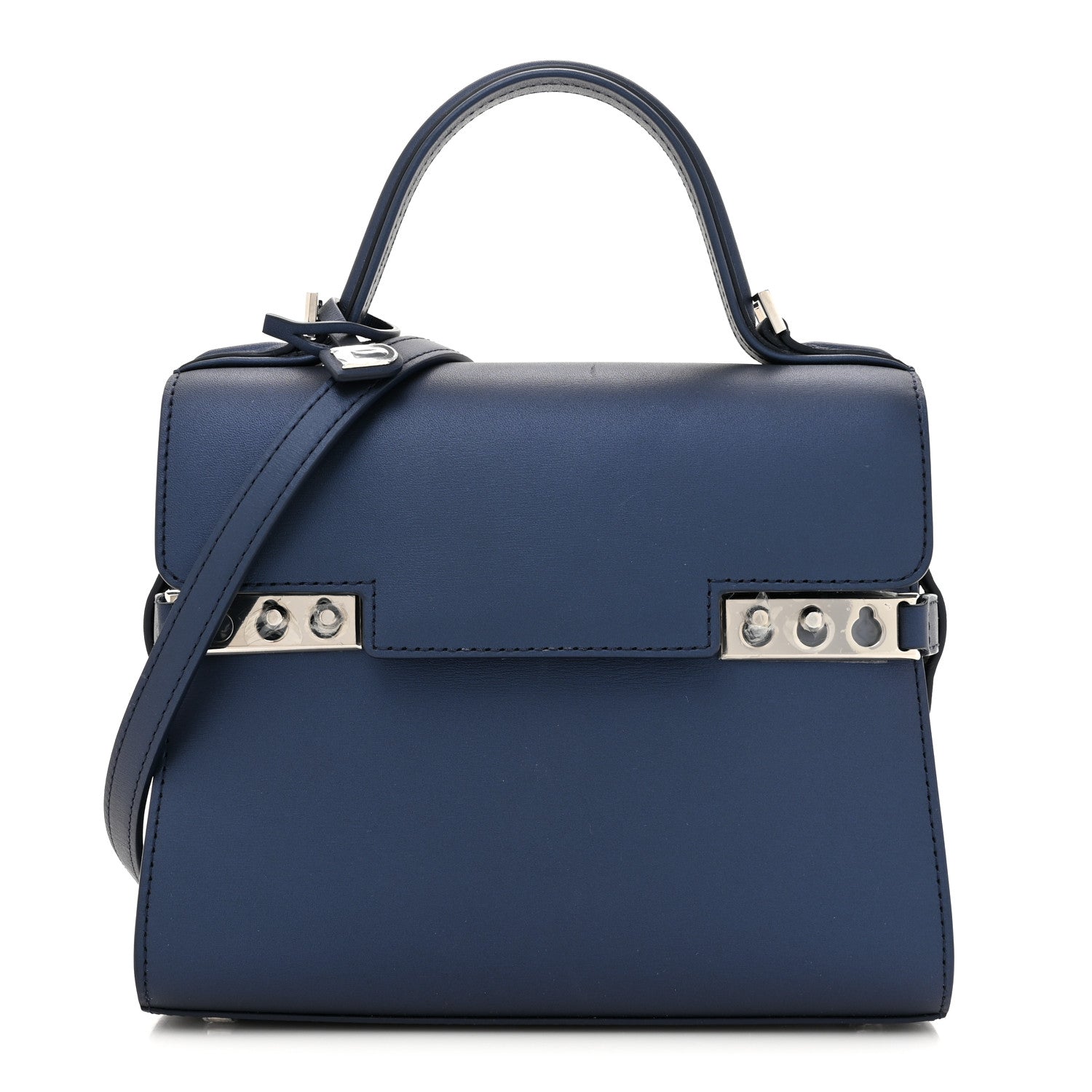 Delvaux Box Small Tempete Satchel Satin Navy 1 of 10