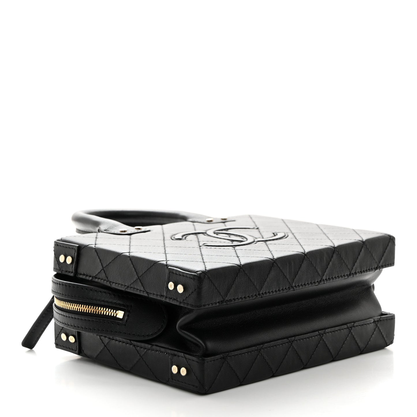 Calfskin Quilted Studded Square Vanity Case Black