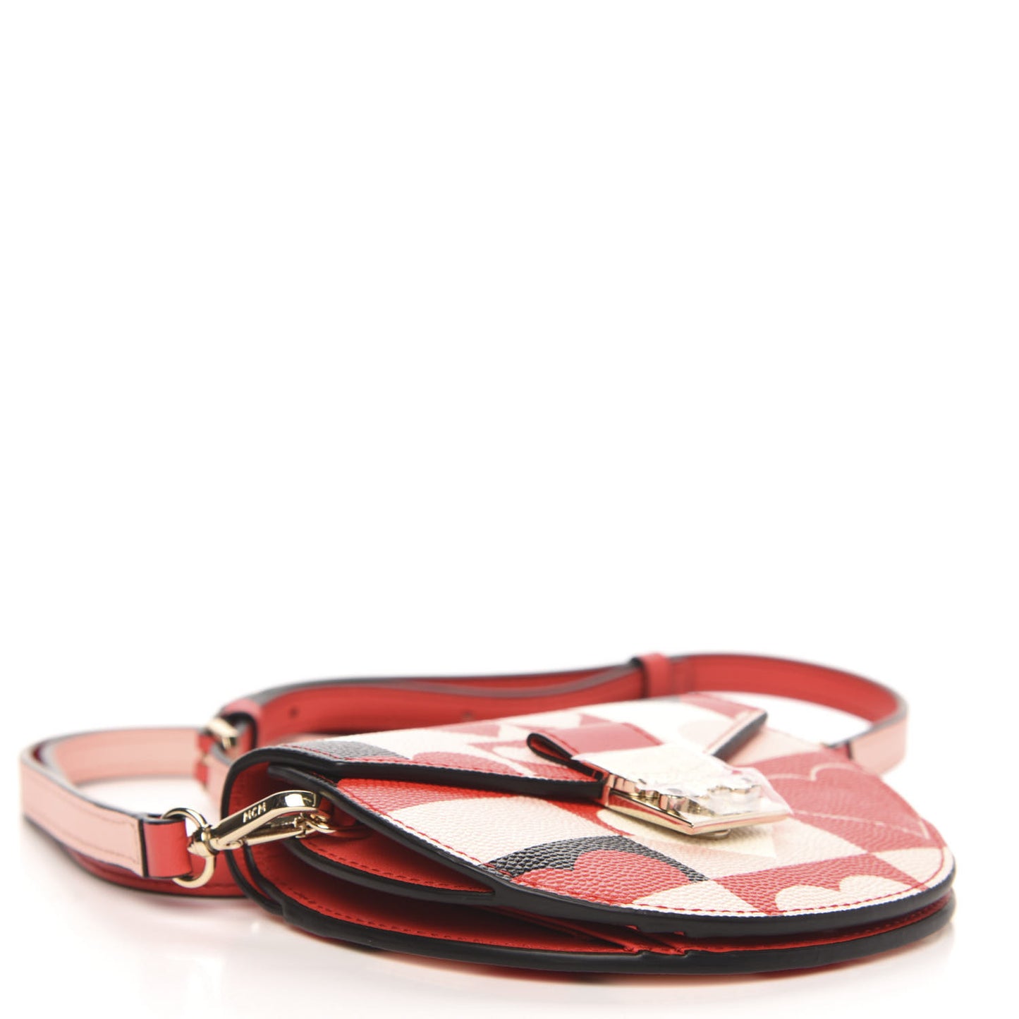 Calfskin Cubic Valentine Crossbody Wallet Multicolor