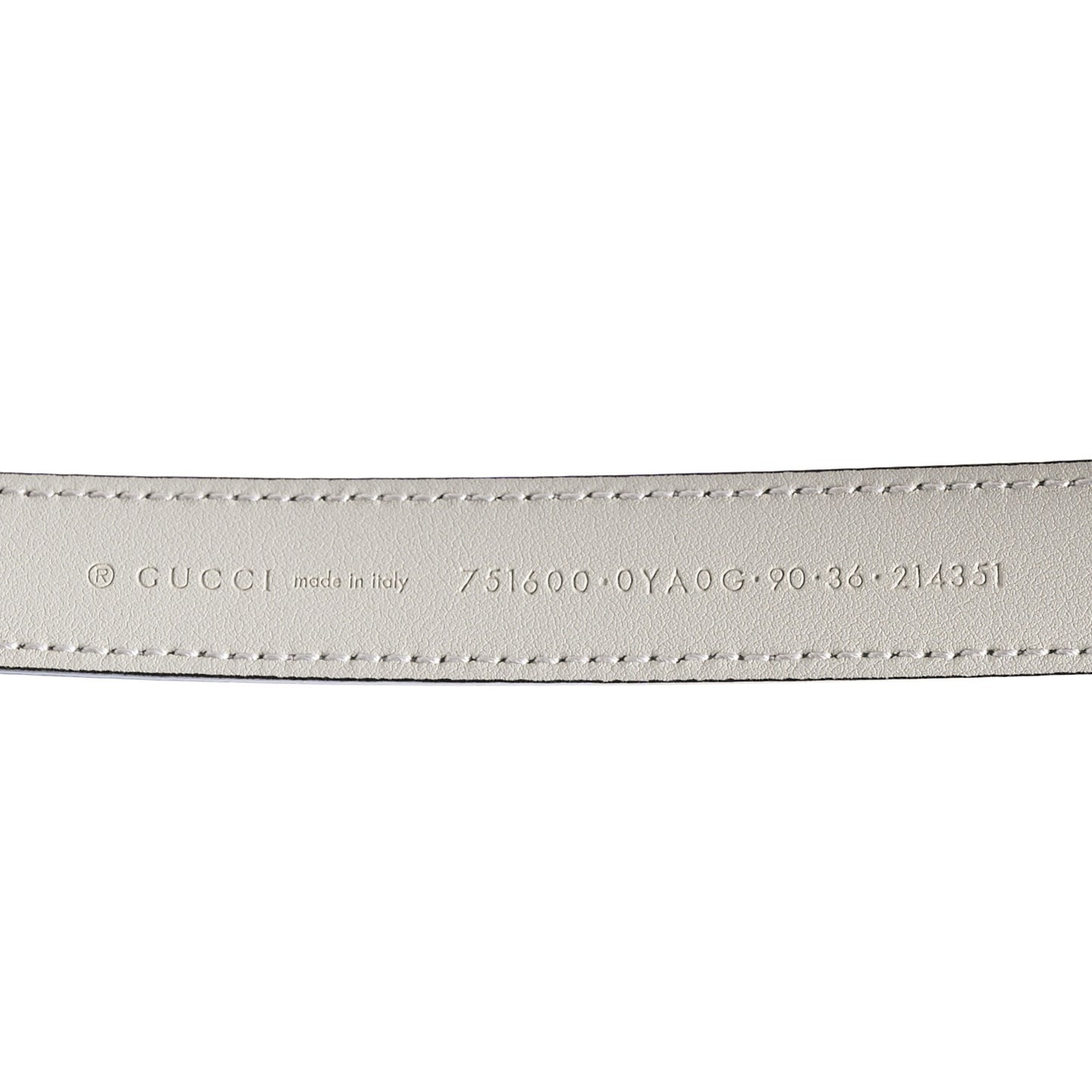 Plutone Calfskin Gucci Buckle 20mm Thin Belt 90 36 Mystic White