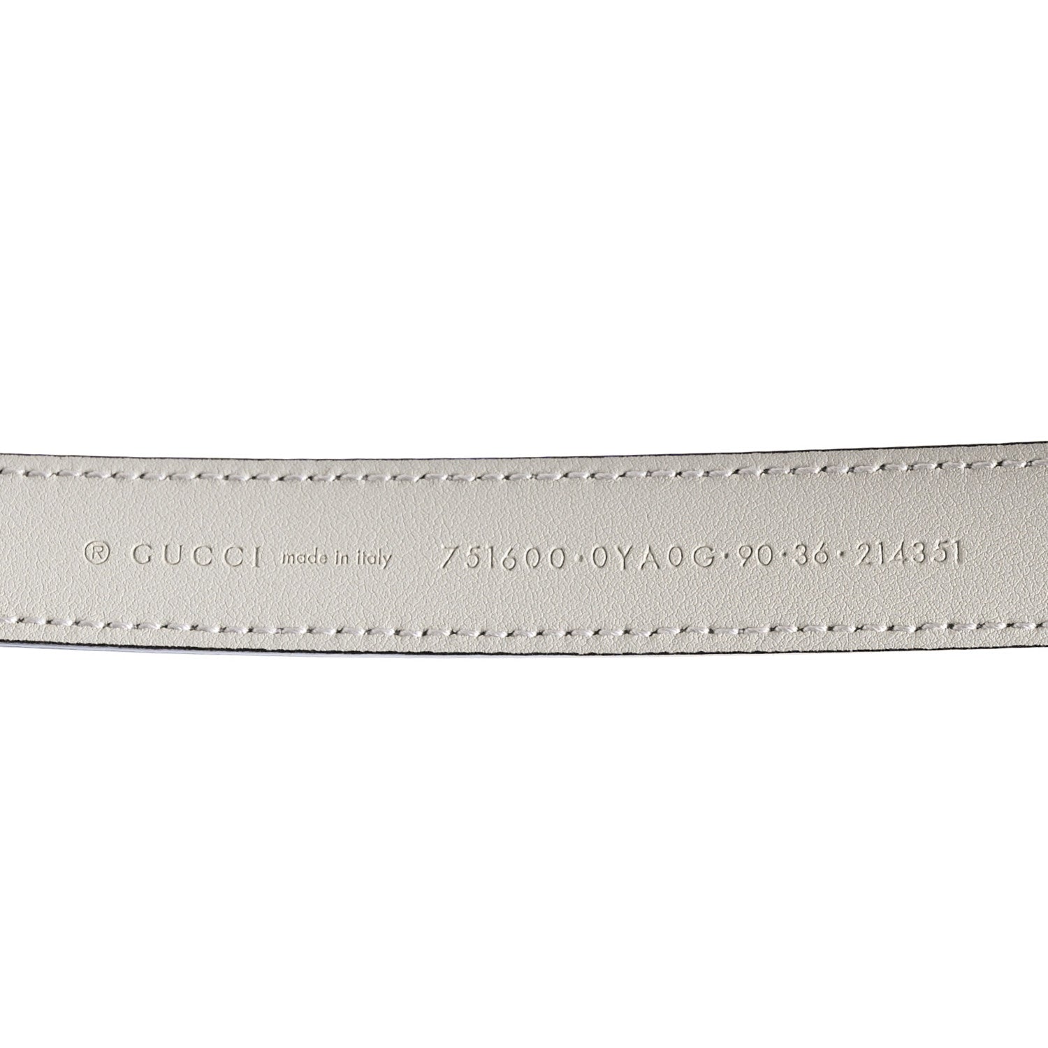 Gucci Plutone Calfskin Gucci Buckle 20mm Thin Belt 90 36 Mystic White 3 of 4