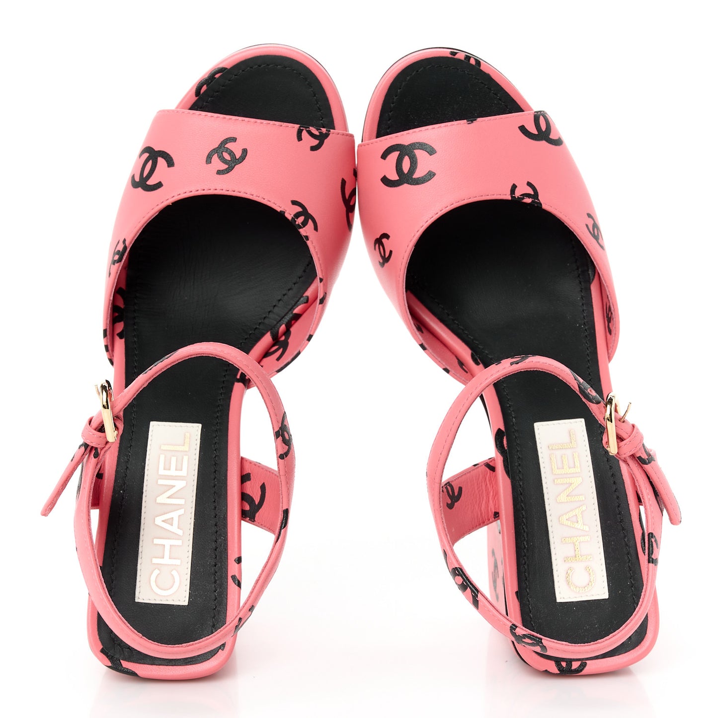 Printed Lambskin Coco Beach Sandals 38 Pink Black