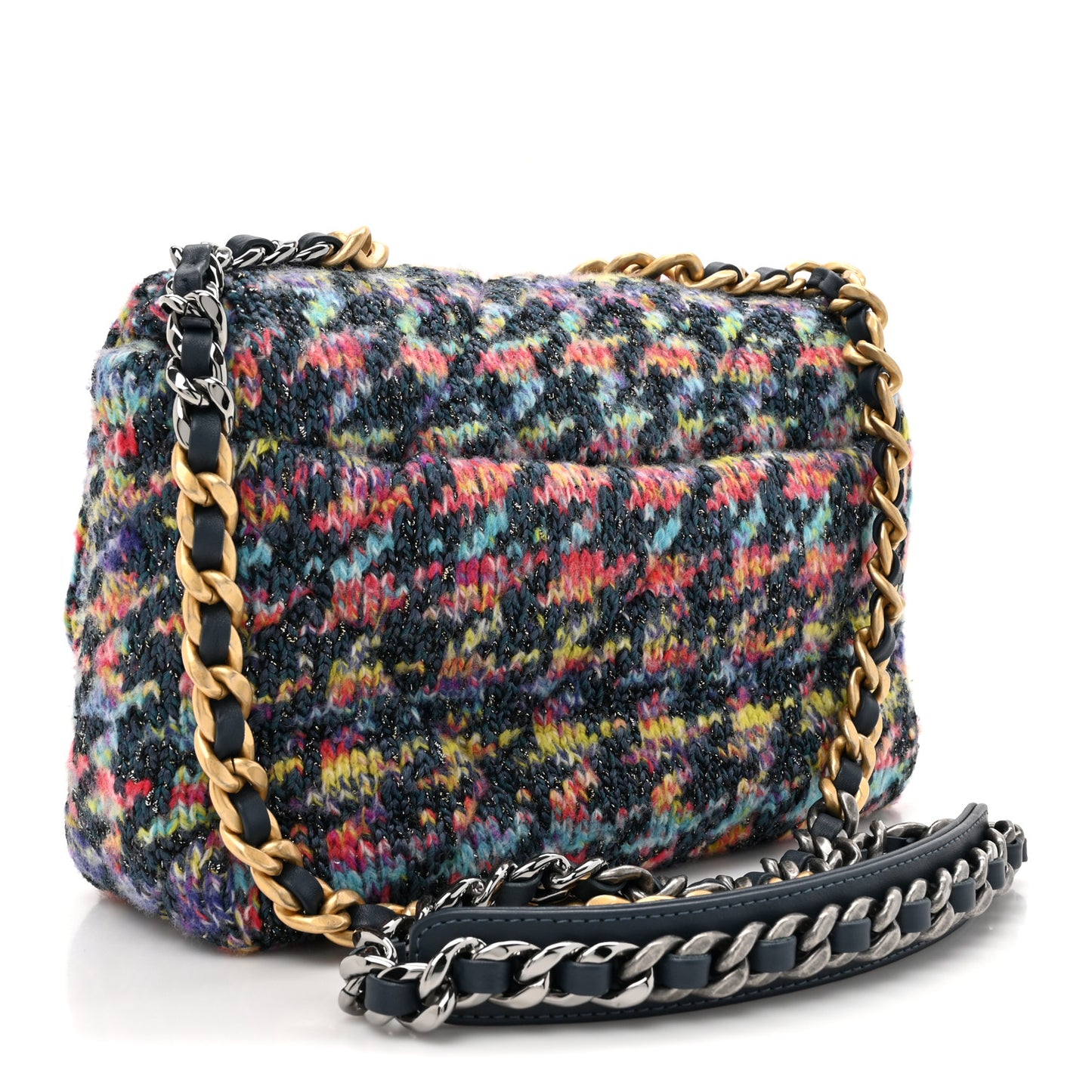 Tweed Quilted Medium Chanel 19 Flap Dark Multicolor