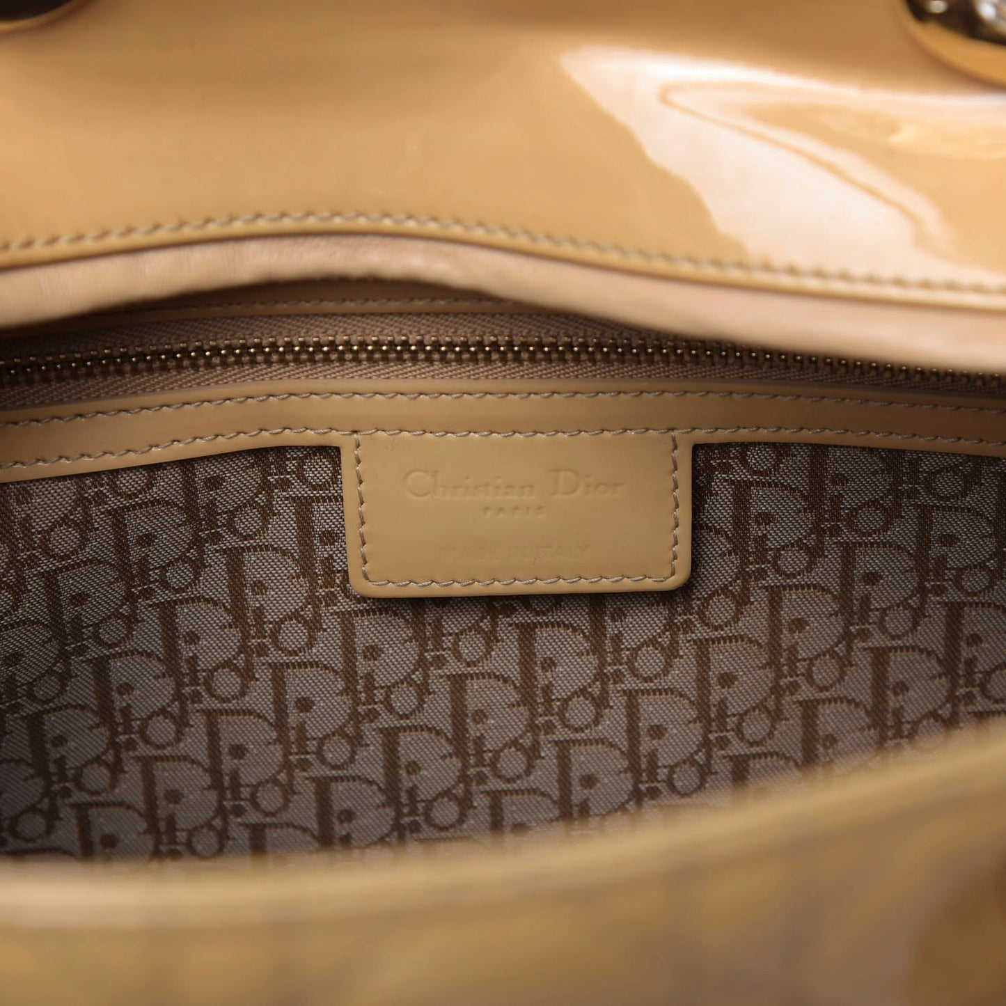 Patent Cannage Large Lady Dior Beige
