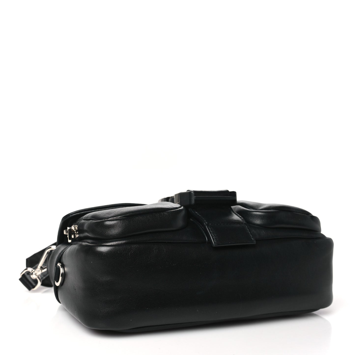 Nappa Double Pocket Buckle Shoulder Bag Black