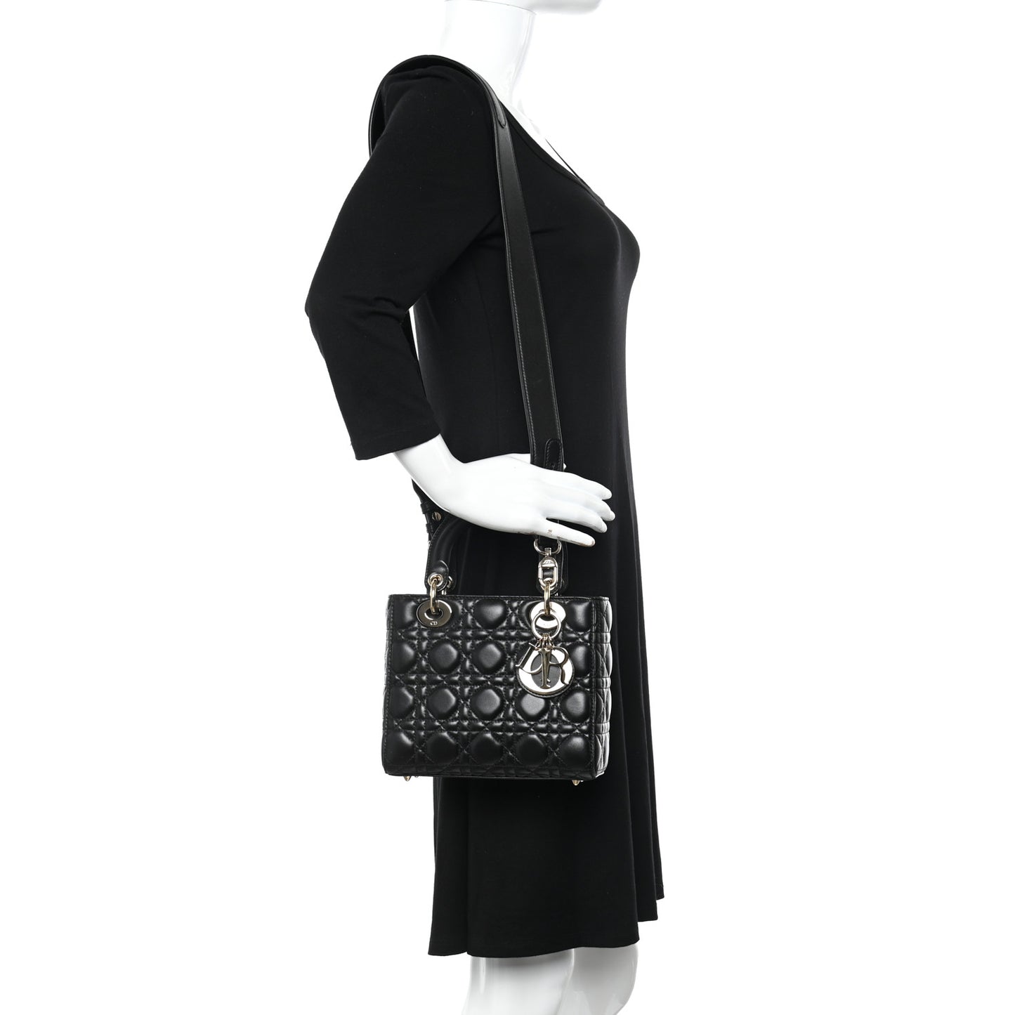 Lambskin Cannage Small Lucky Badges My Lady Dior Black