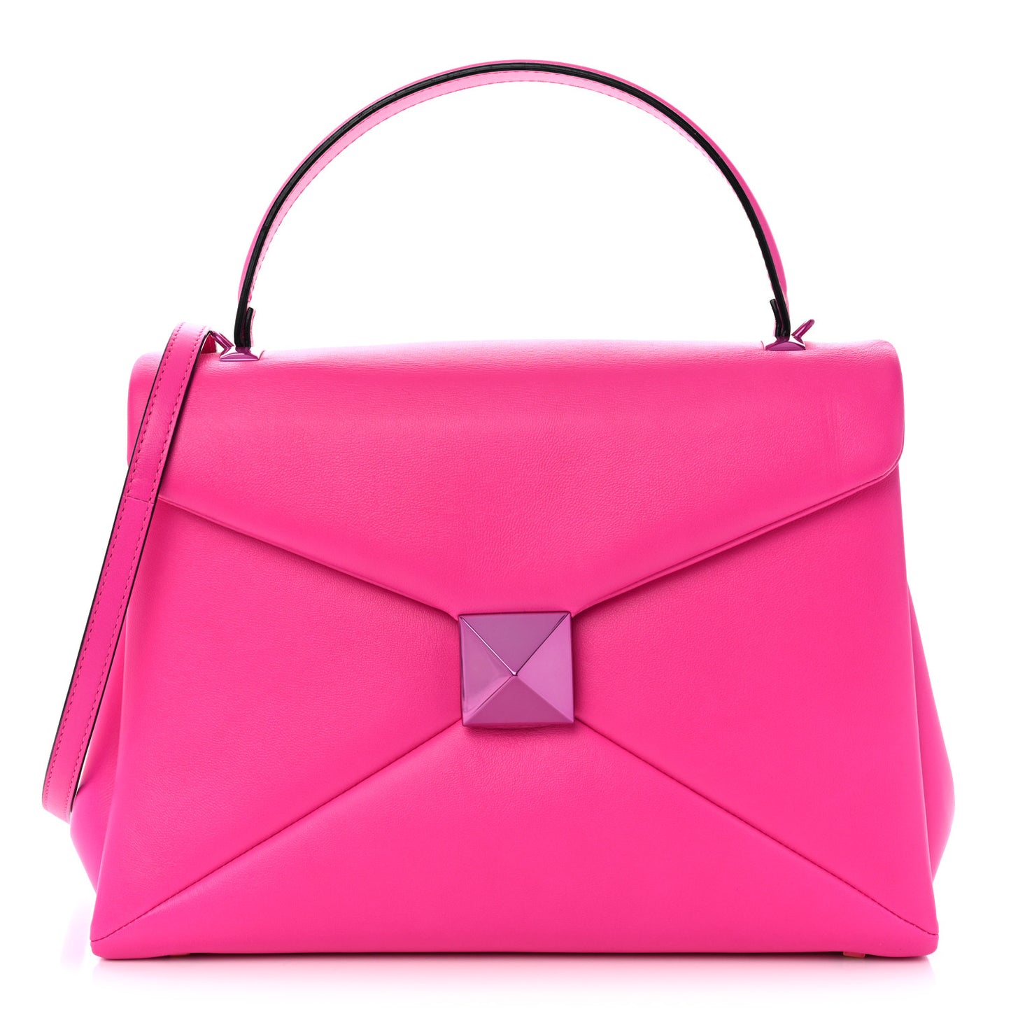 Nappa Tonal Monochrome One Stud Top Handle Bag Pink PP