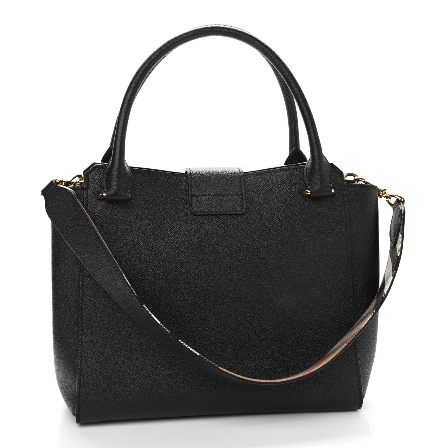 Soft Grain Calfskin Medium Buckle Tote Black