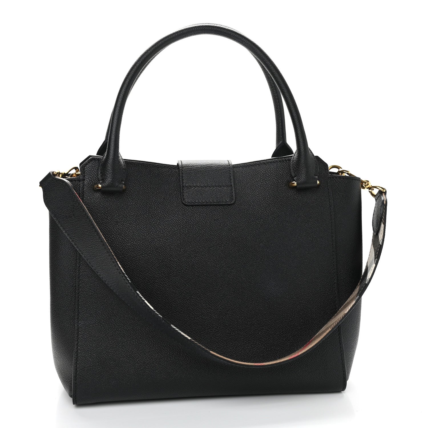 Burberry Soft Grain Calfskin Medium Buckle Tote Black 2 of 10