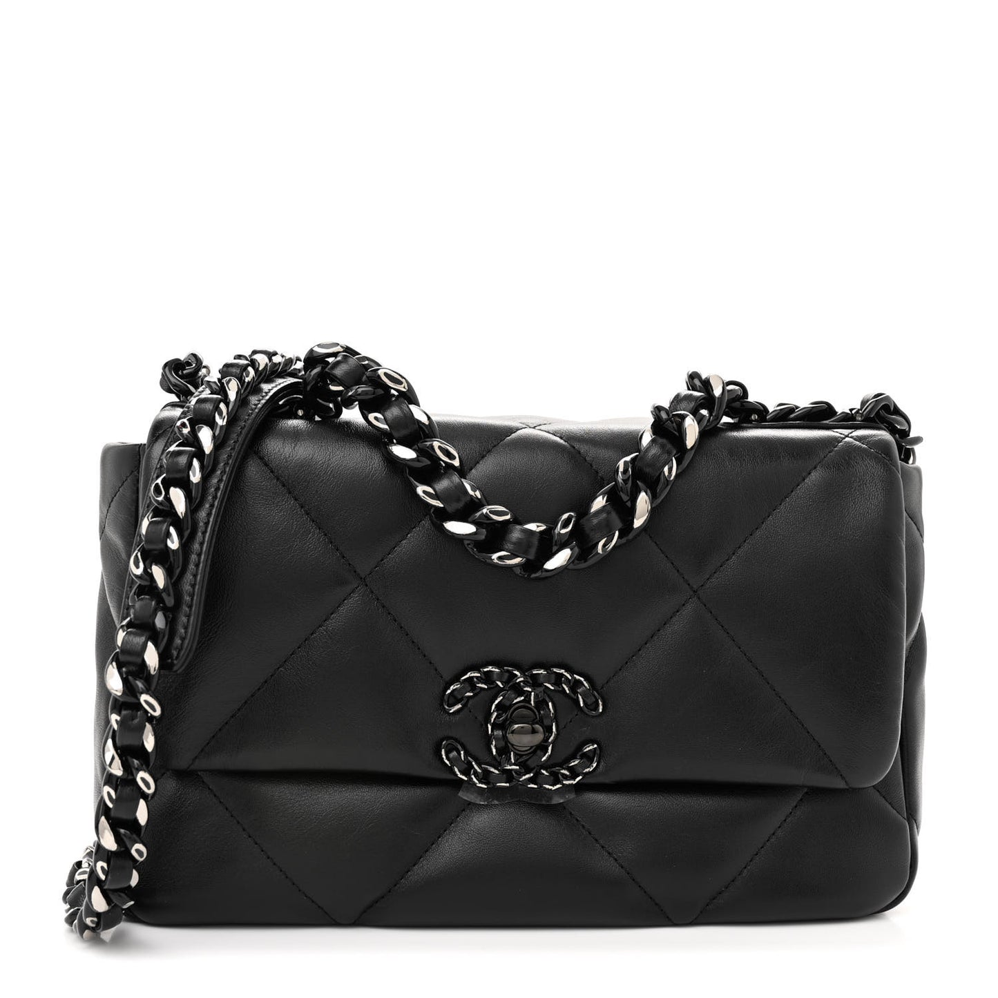 Lambskin Quilted Medium Chanel 19 Flap So Black
