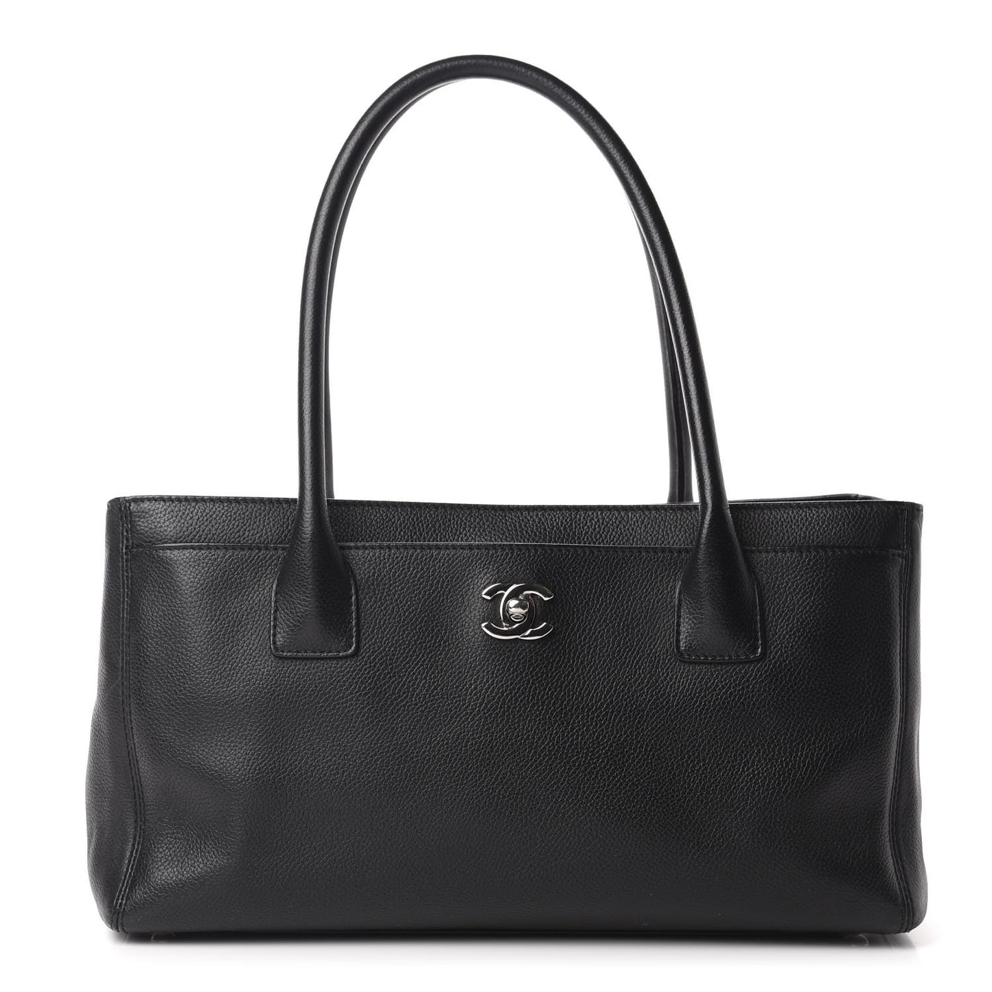 Calfskin Small Cerf Executive Shopper Tote Black