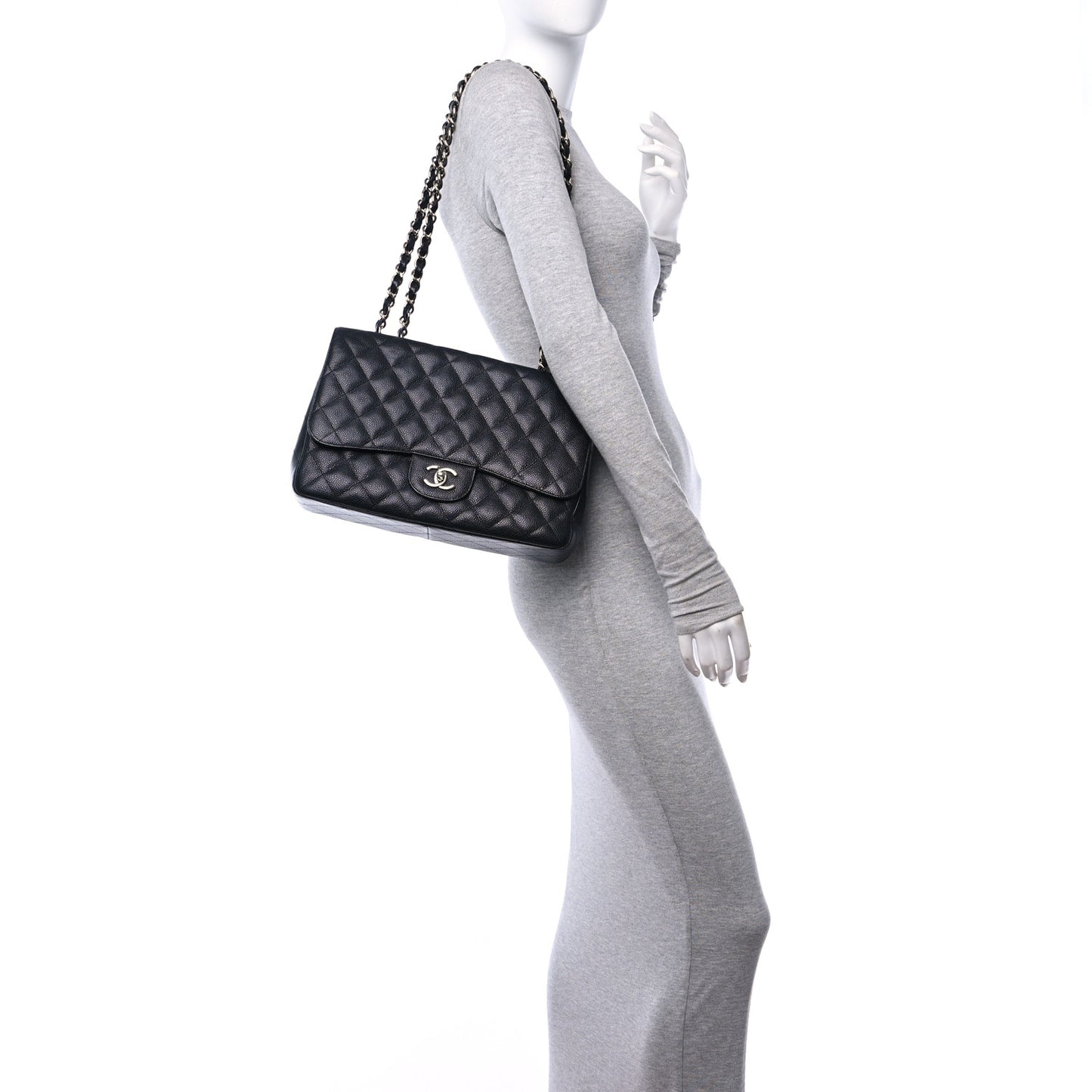 Caviar Quilted Jumbo Single Flap Black