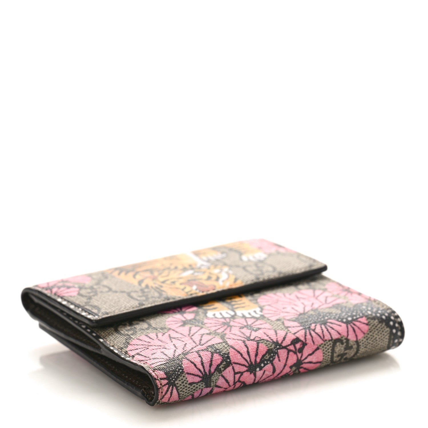 Gucci GG Supreme Monogram Bengal French Flap Wallet Beige Pink 4 of 9