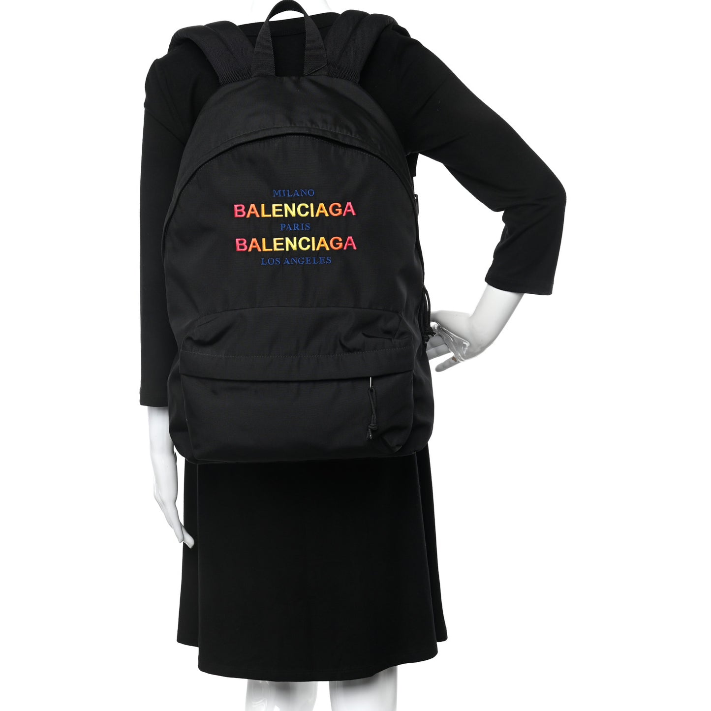 Nylon Milano Paris LA Embroidered Explorer Backpack Black