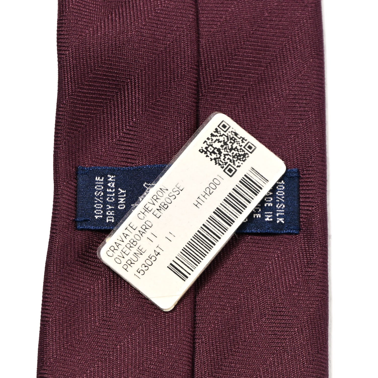 Hermes Silk Chevron Embossed Mens Overboard Neck Tie Prune 3 of 6