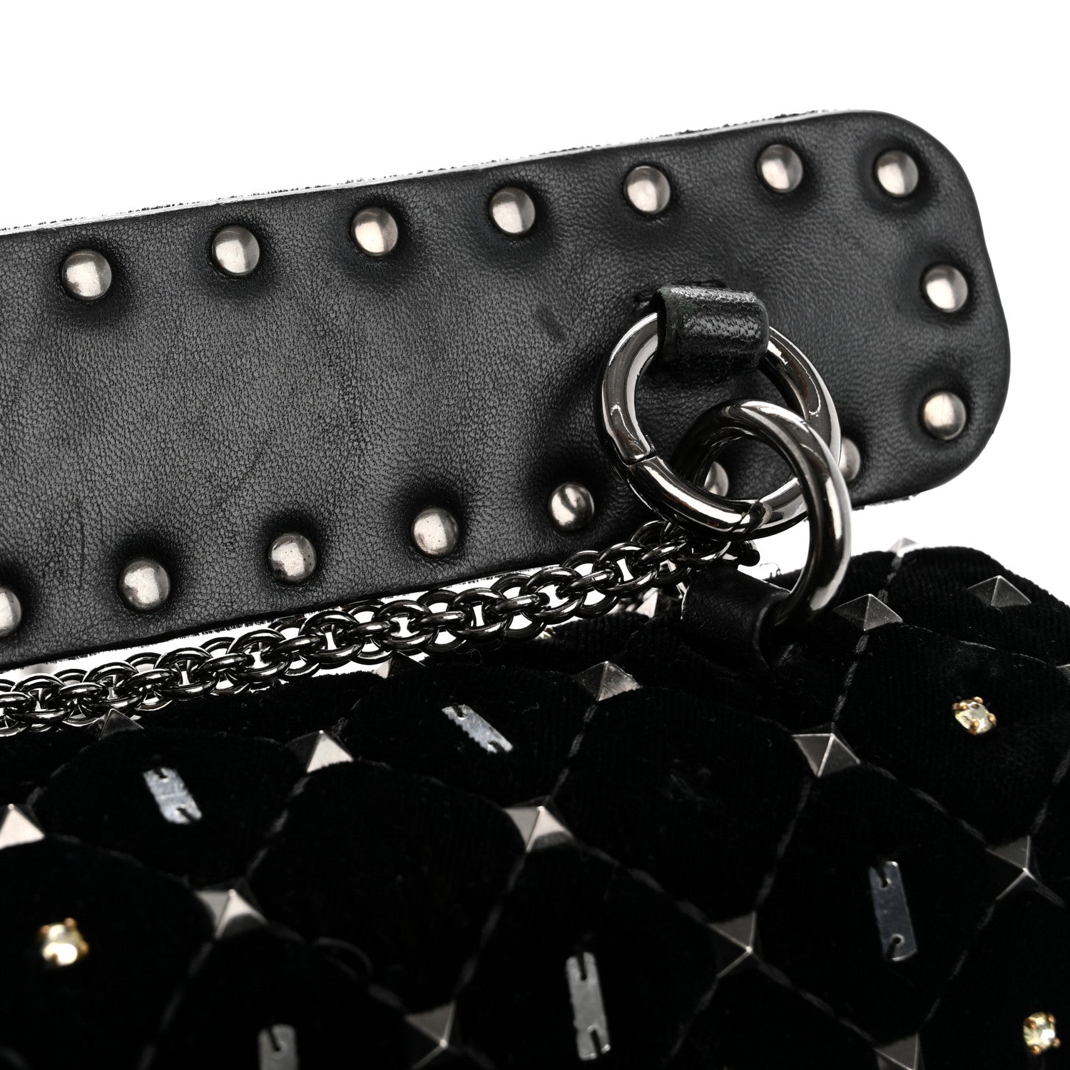 Valentino Garavani Velvet Small Rockstud Spike Embellished Shoulder Bag Black 12 of 15