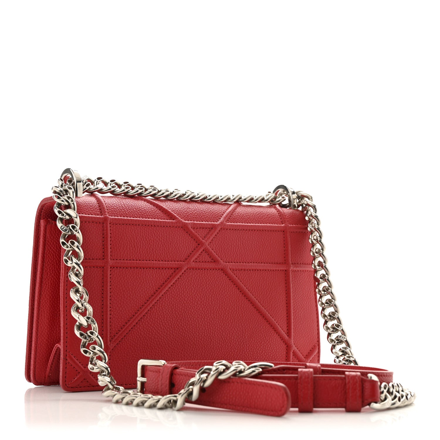 Christian Dior Grained Calfskin Small Diorama Flap Bag Red 3 of 13