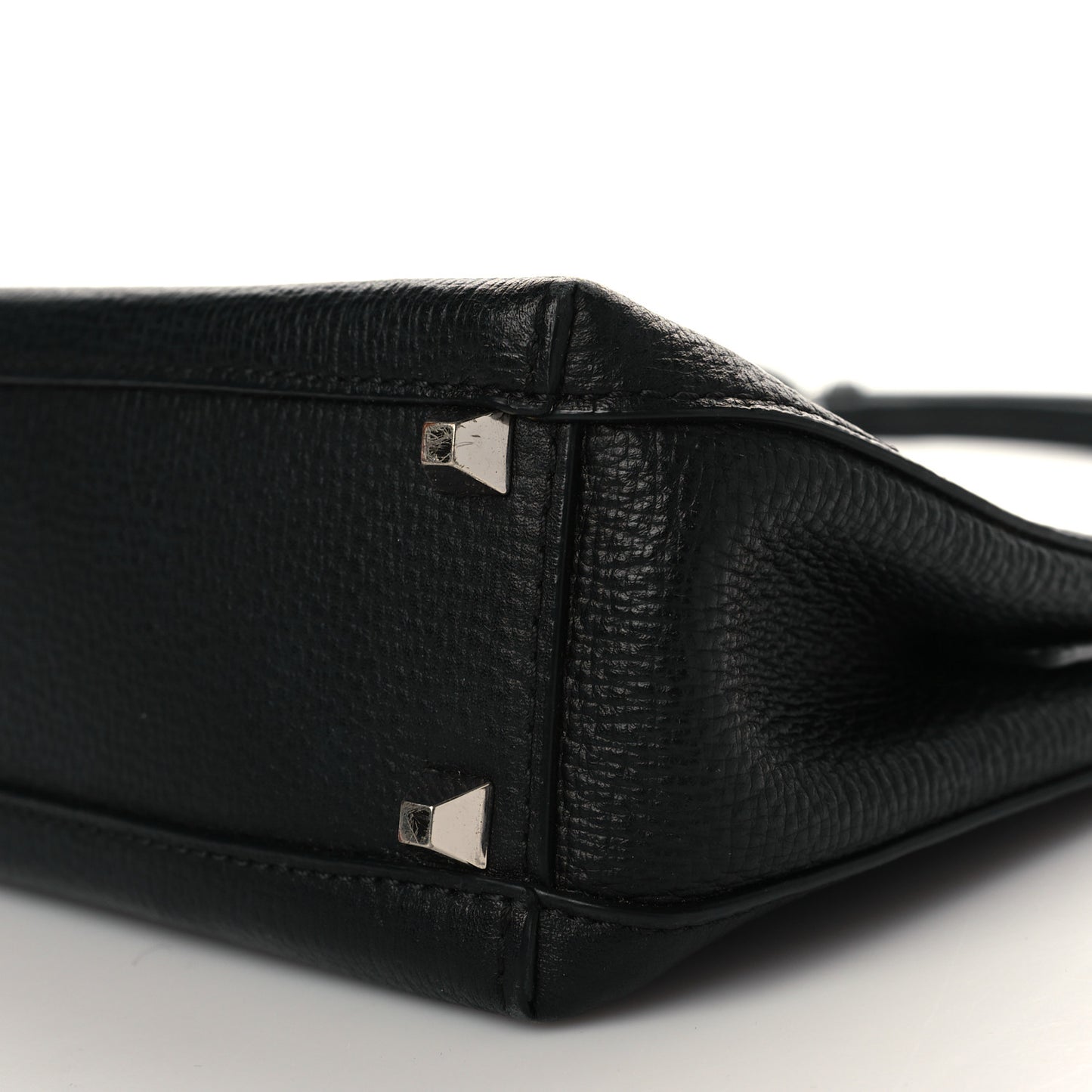 Grained Calfskin Top Handle Crossbody Black