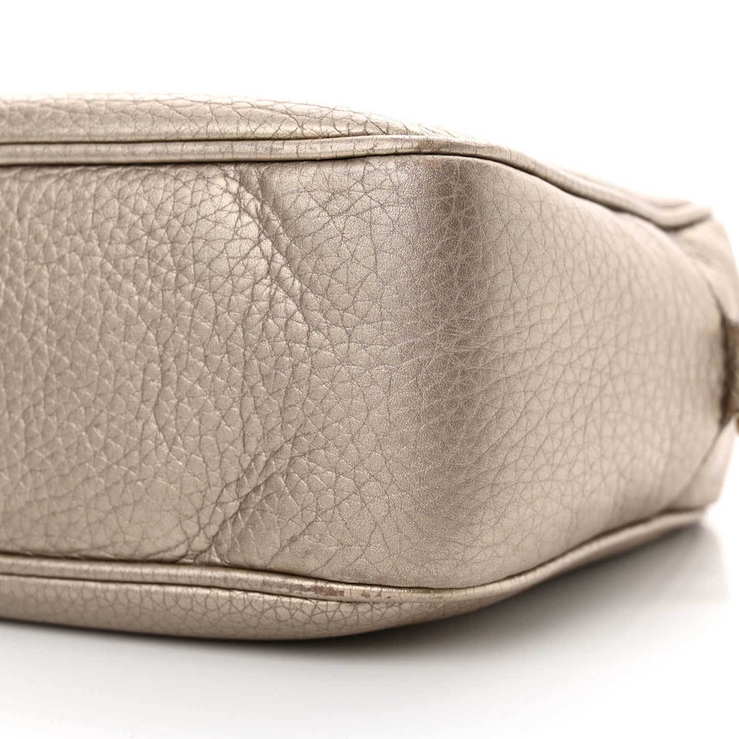 Metallic Pebbled Calfskin Small Soho Disco Bag Golden Beige