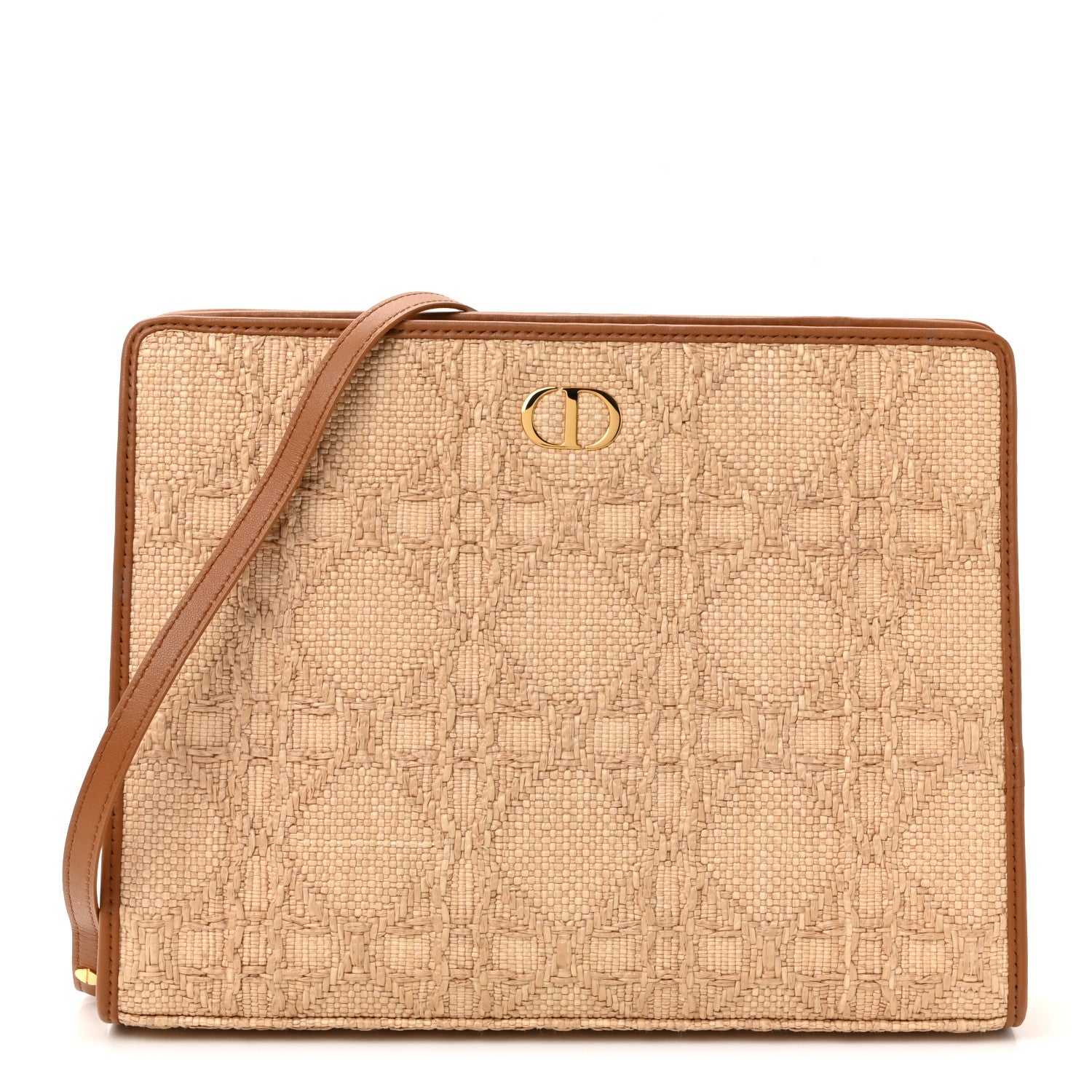 Christian Dior Raffia Cannage 30 Montaigne Dea Pouch Natural