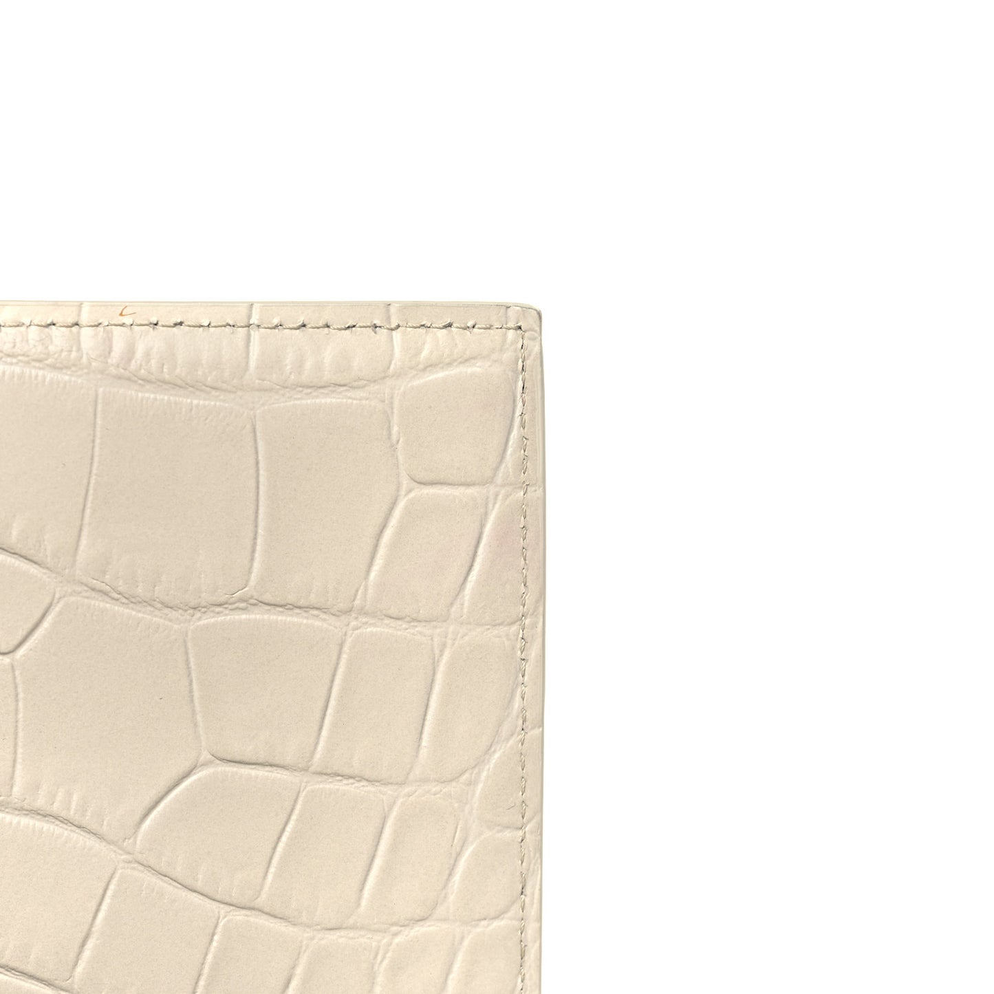 Shiny Calfskin Crocodile Embossed Knuckle Jeweled Crossbody White