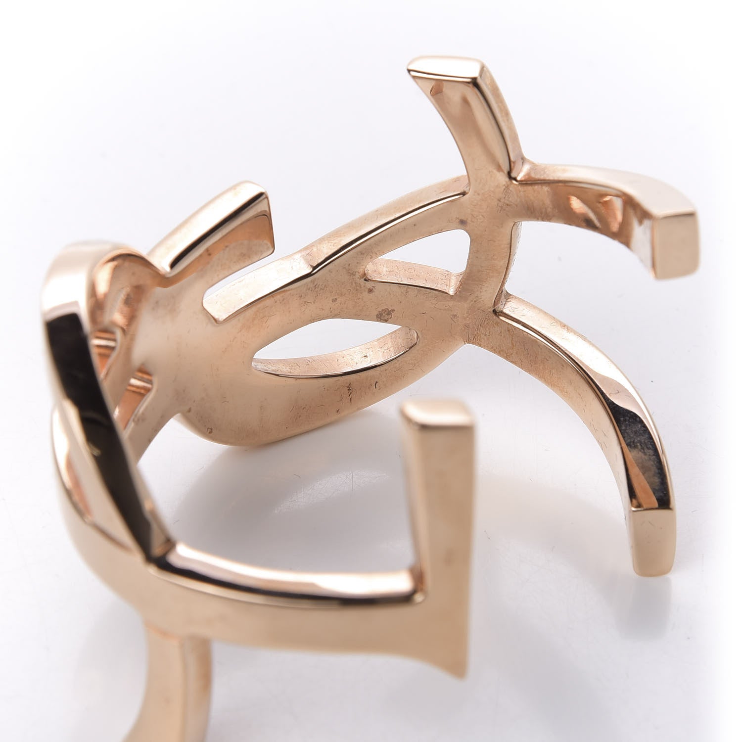 Saint Laurent Brass Monogram Cuff Bracelet Rose Gold 5 of 5